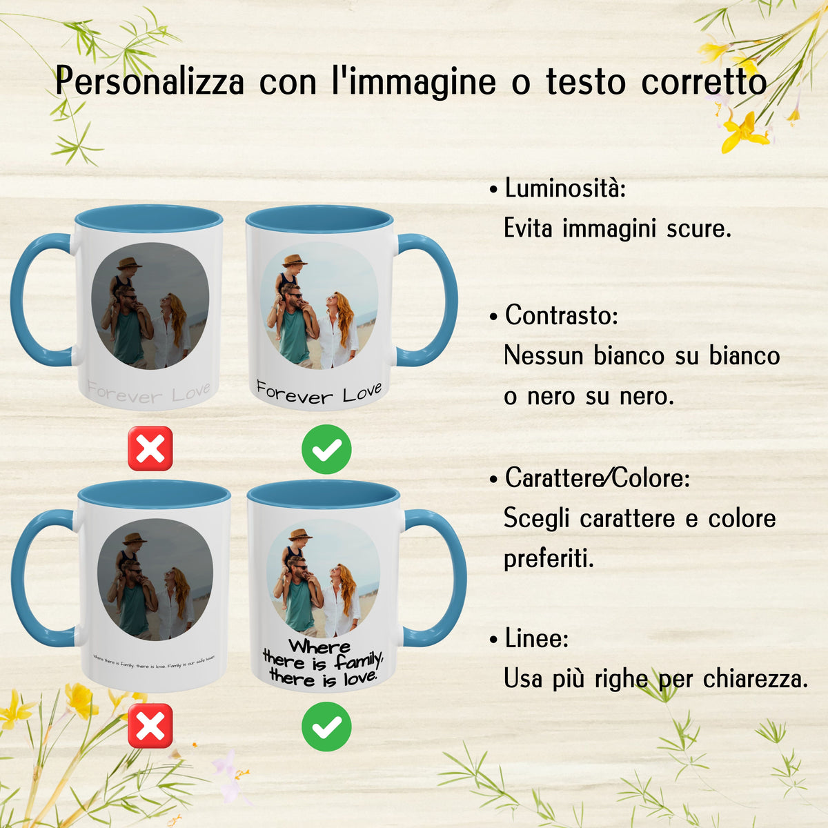 Tazza personalizzata, 325 ml Bianco/azzurro chiaro Design circolare Tazza da caffè in ceramica, Regalo personalizzato con foto, testo o logo