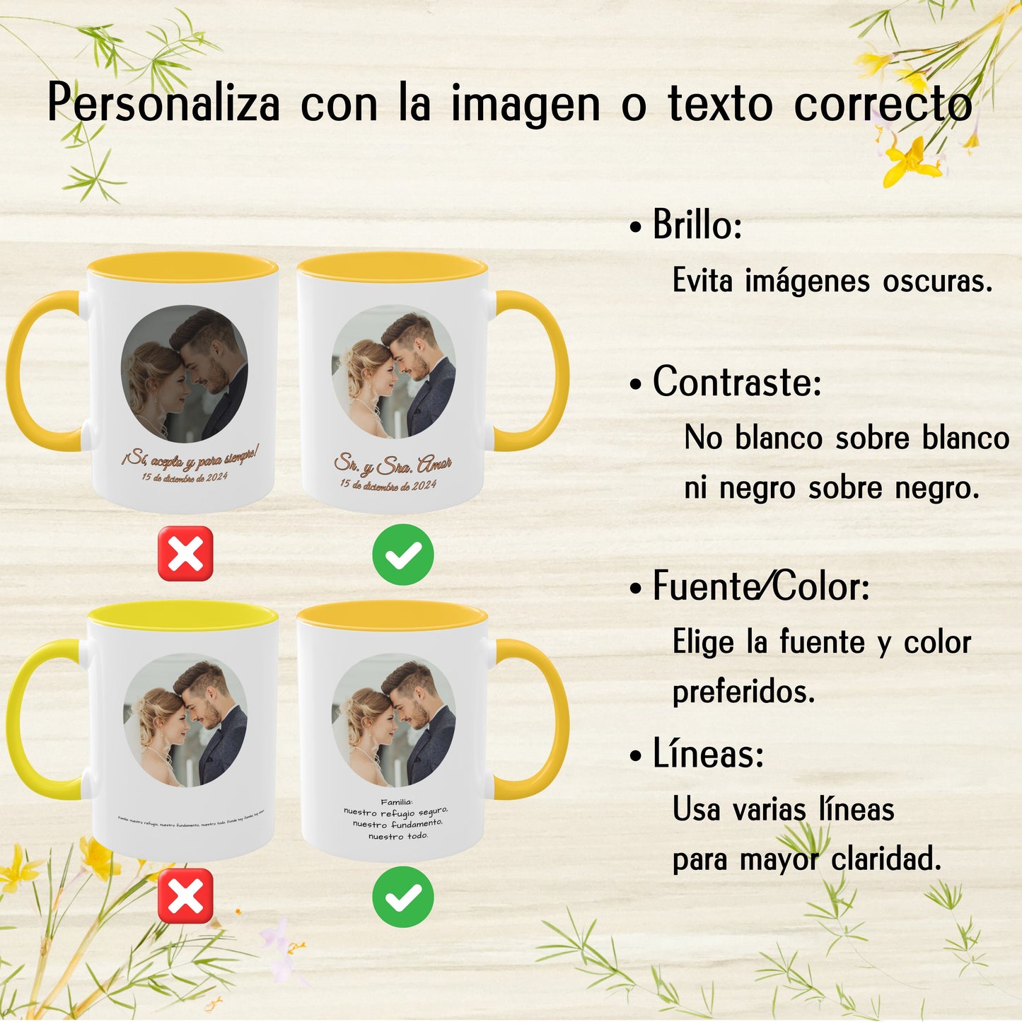 Custom Mug, 11oz White/Golden Yellow Circle Design Ceramic Coffee Mug, Personalized Gift with Photo, Text or Logo