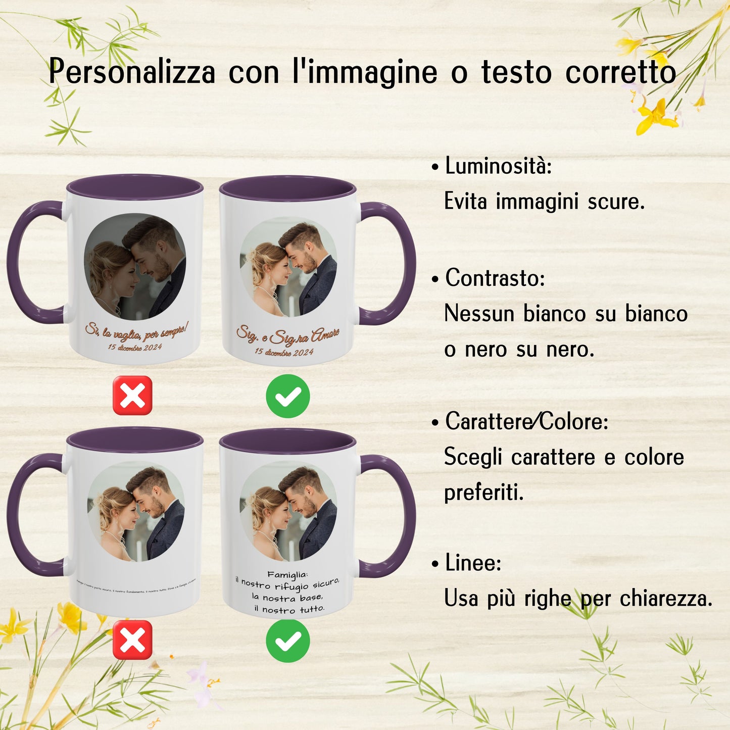 Personalisierte Tasse, 325 ml Weiß/Lila Kreisförmiges Design Keramik-Kaffeetasse, Personalisiertes Geschenk mit Foto, Text oder Logo