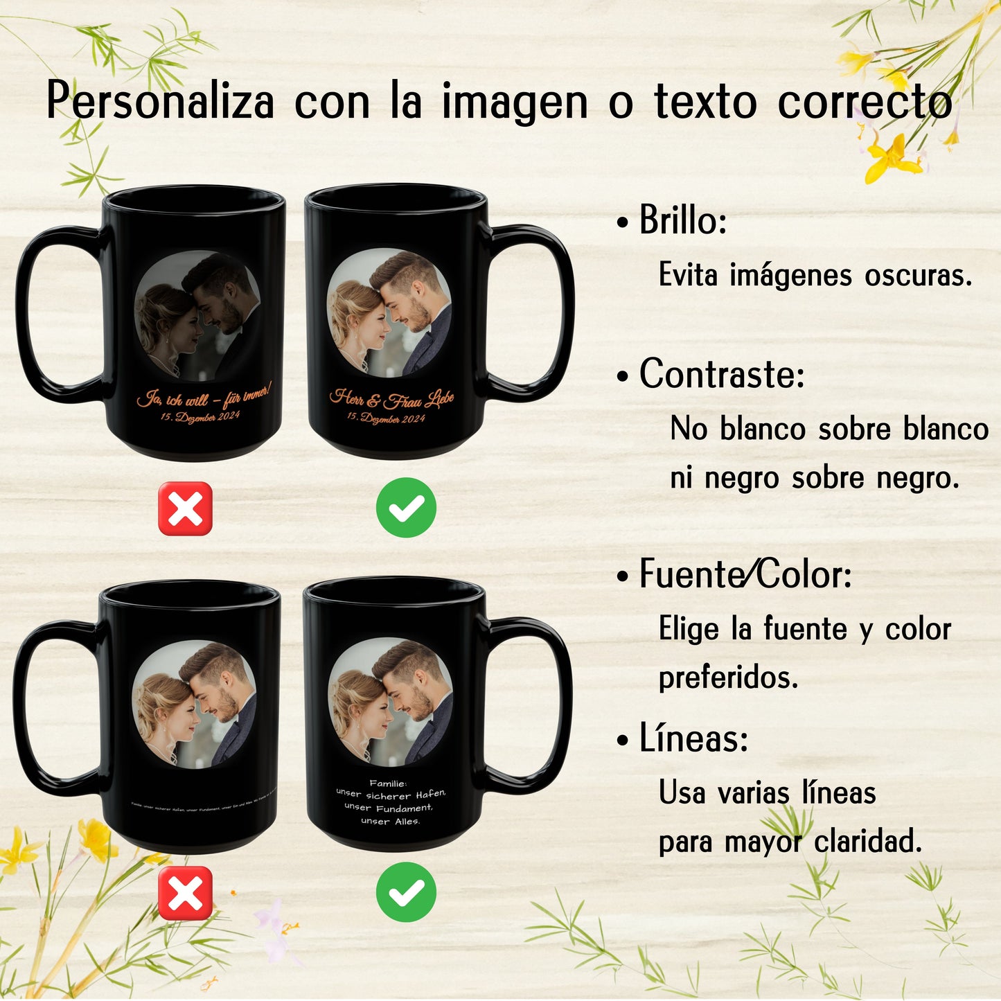 Individuell gestaltbare Tasse, komplett schwarz, 440 ml, personalisiertes Geschenk mit Foto, Text oder Logo, Kreisdesign