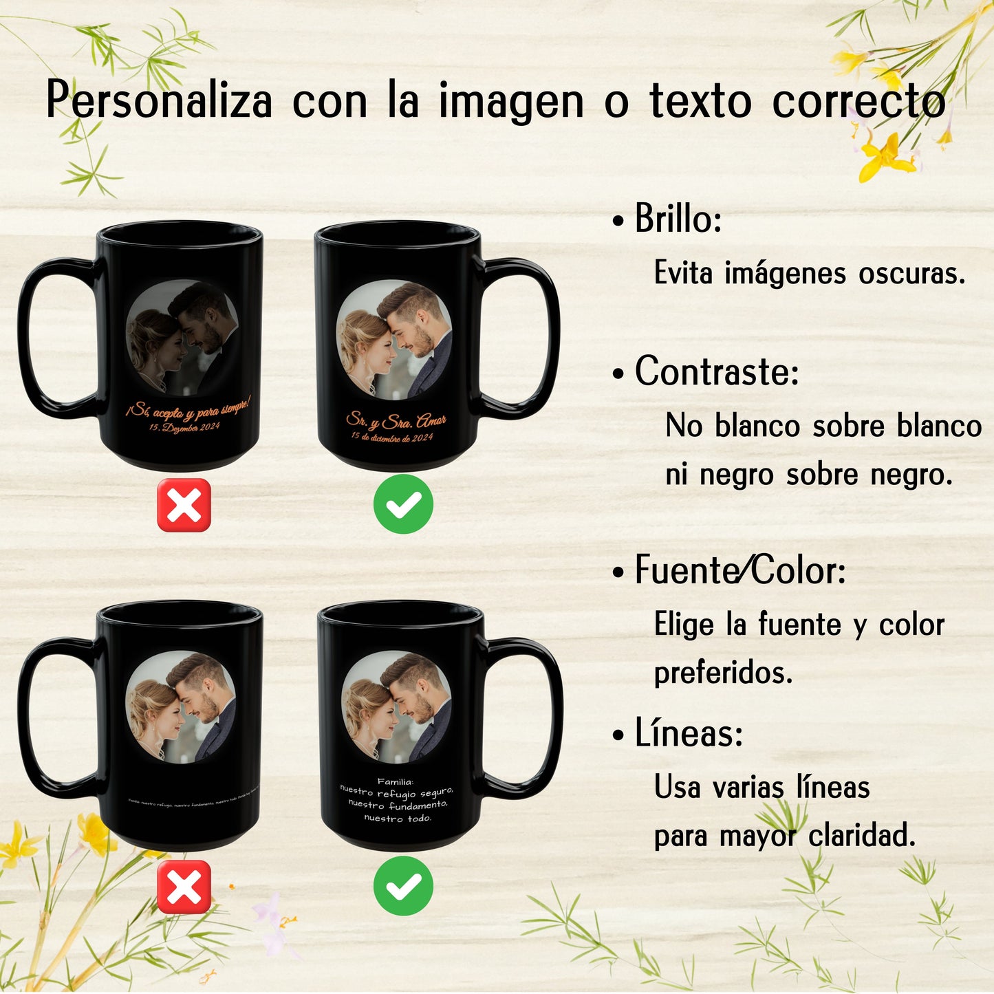 Custom Mug, 15oz All Black Circle Design Ceramic Coffee Mug, Personalized Gift with Photo, Text or Logo