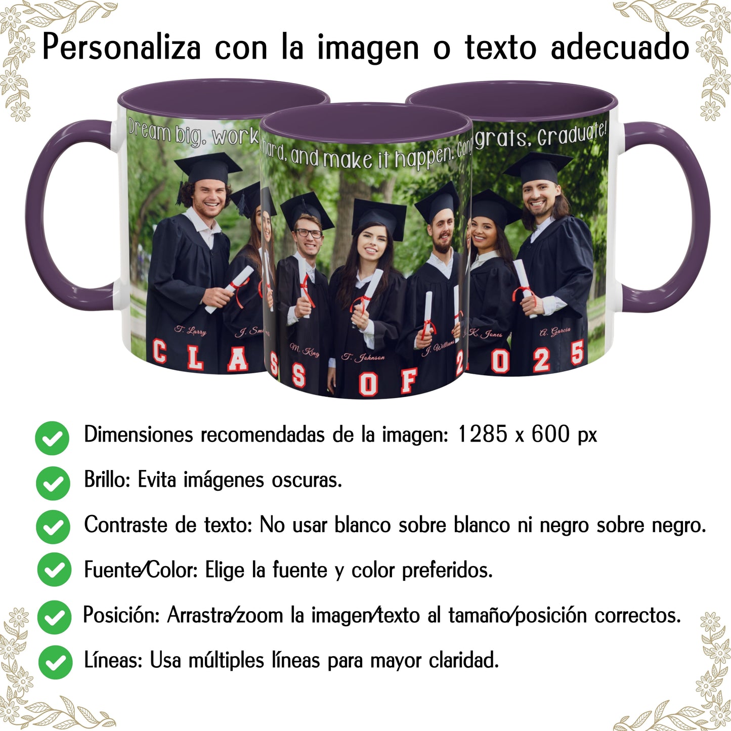 Taza personalizada, 325ml Blanco/morado Diseño envolvente Cerámica Taza de café, Regalo personalizado con foto, texto o logo