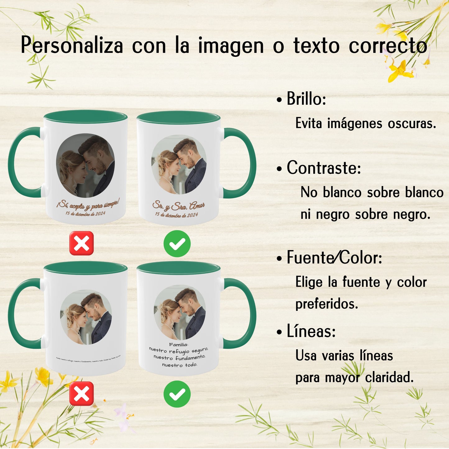 Mug personnalisé, 325ml Blanc/vert Motif circulaire Céramique Tasse à café, Cadeau personnalisé avec photo, texte ou logo