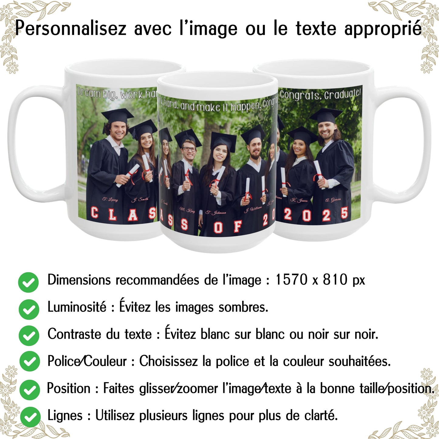 Custom Mug, 425ml All White Wrap Around Design Ceramic Coffee Mug, Personalized Gift with Photo, Text or Logo