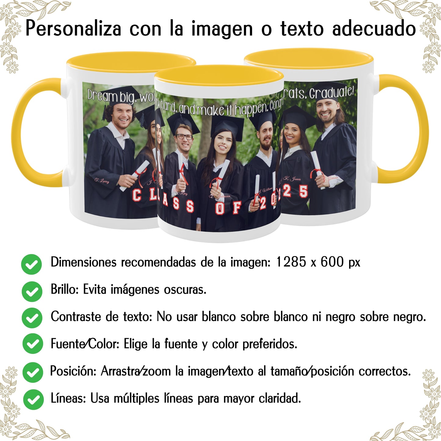 Custom Mug, 11oz White/Golden Yellow Wrap Around Design Ceramic Coffee Mug, Personalized Gift with Photo, Text or Logo