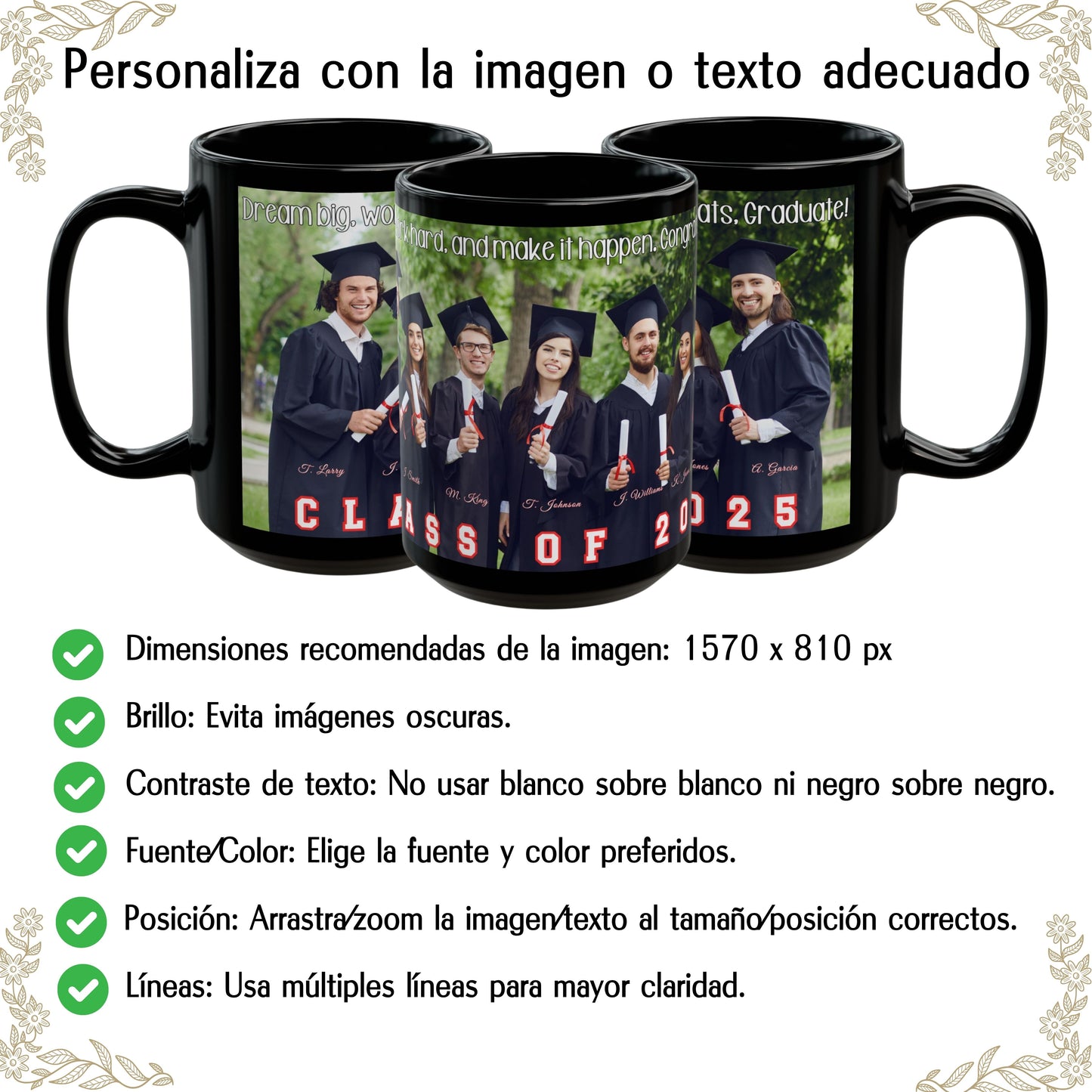 Custom Mug, 15oz All Black Wrap Around Design Ceramic Coffee Mug, Personalized Gift with Photo, Text or Logo