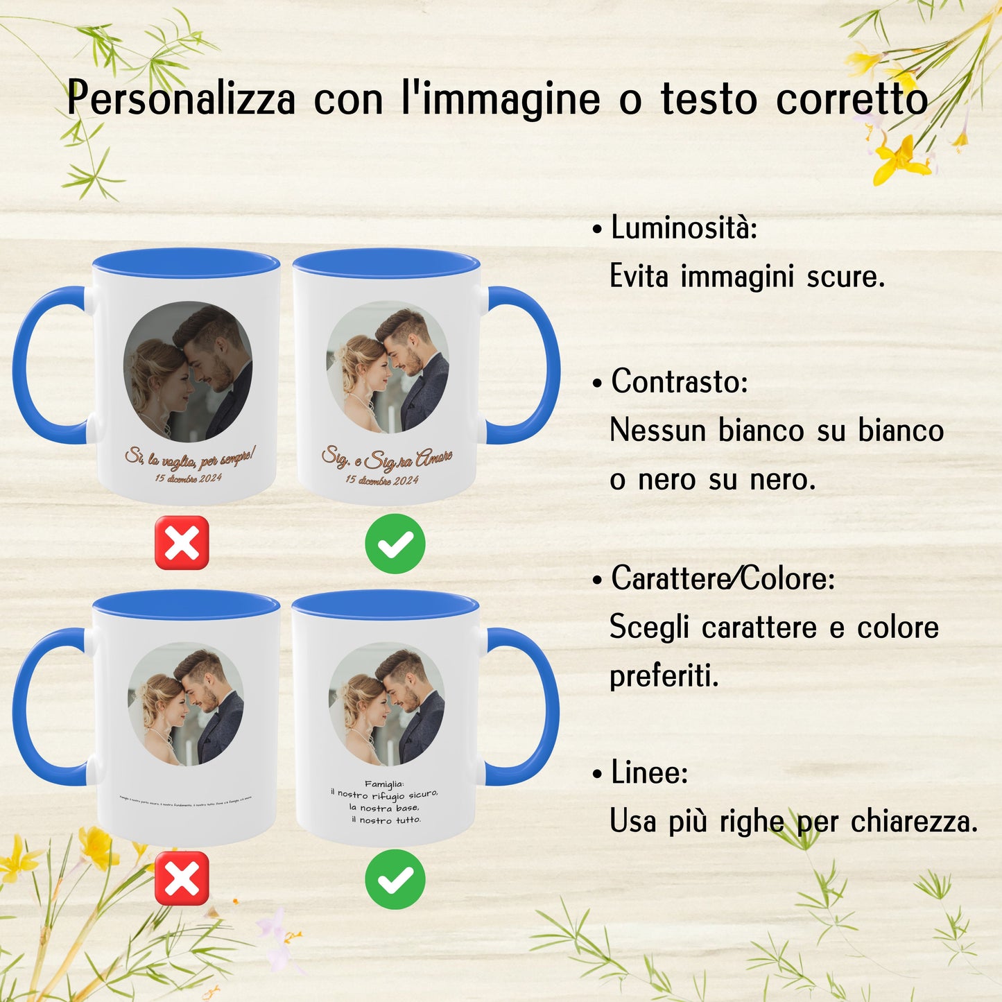 Tazza personalizzata, 325 ml Bianco/blu Cambridge Design circolare Tazza da caffè in ceramica, Regalo personalizzato con foto, testo o logo