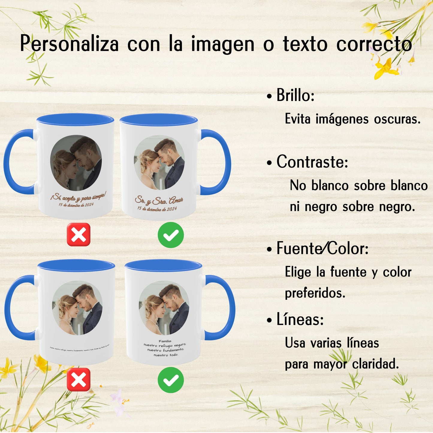 Tasse personnalisée, 325 ml Blanc/bleu Cambridge Motif circulaire Céramique Tasse à café, Cadeau personnalisé avec photo, texte ou logo