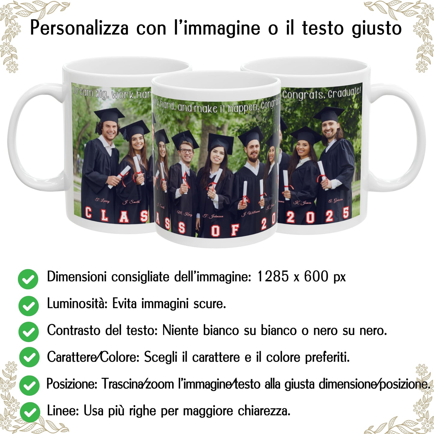 Tazza personalizzata, 325 ml Tutto bianco Design avvolgente Tazza da caffè in ceramica, Regalo personalizzato con foto, testo o logo