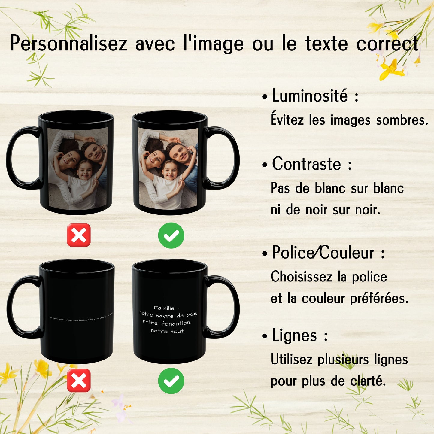 Benutzerdefinierte Tasse, 325ml tiefschwarze Keramik-Kaffeetasse im quadratischen Design, personalisiertes Geschenk mit Foto, Text oder Logo