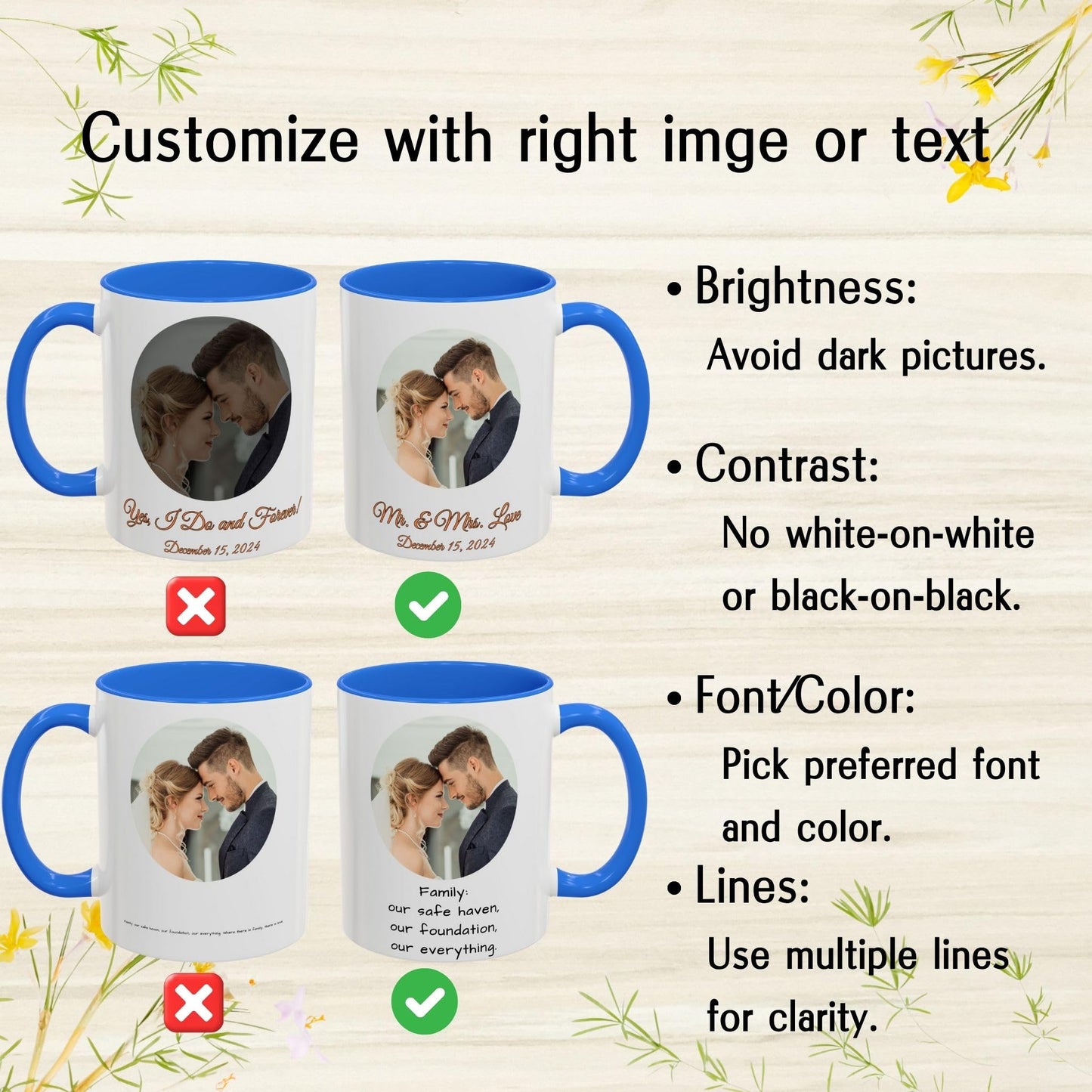 Custom Mug White/Cambridge Blue 11oz, Personalized Gift with Photo, Text or Logo, Circle Design