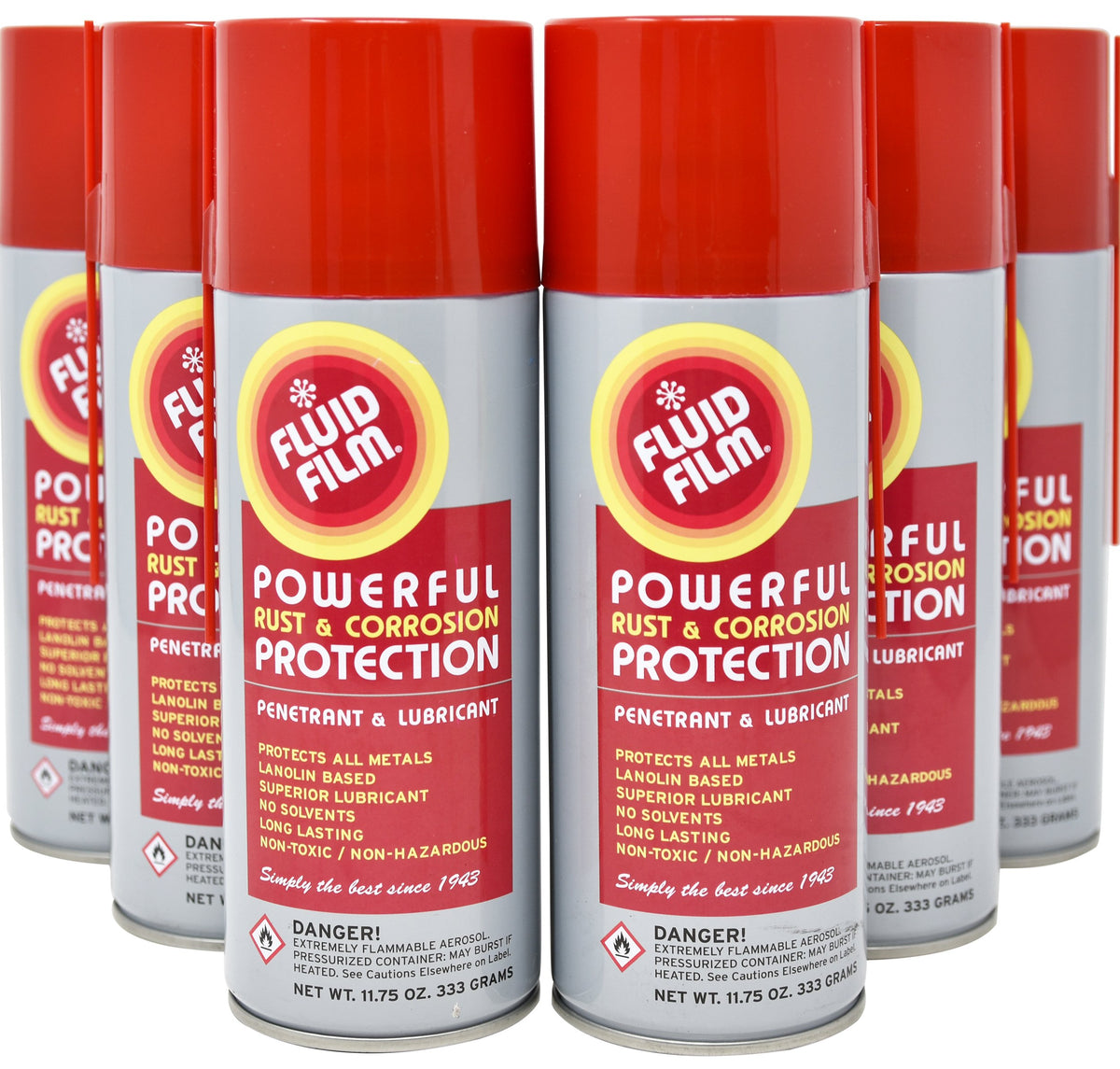 Fluid Film AS11 Rust & Corrosion Protection, Penetrant & Lubricant - 11.75 oz Aerosol Spray (Pack of 6)