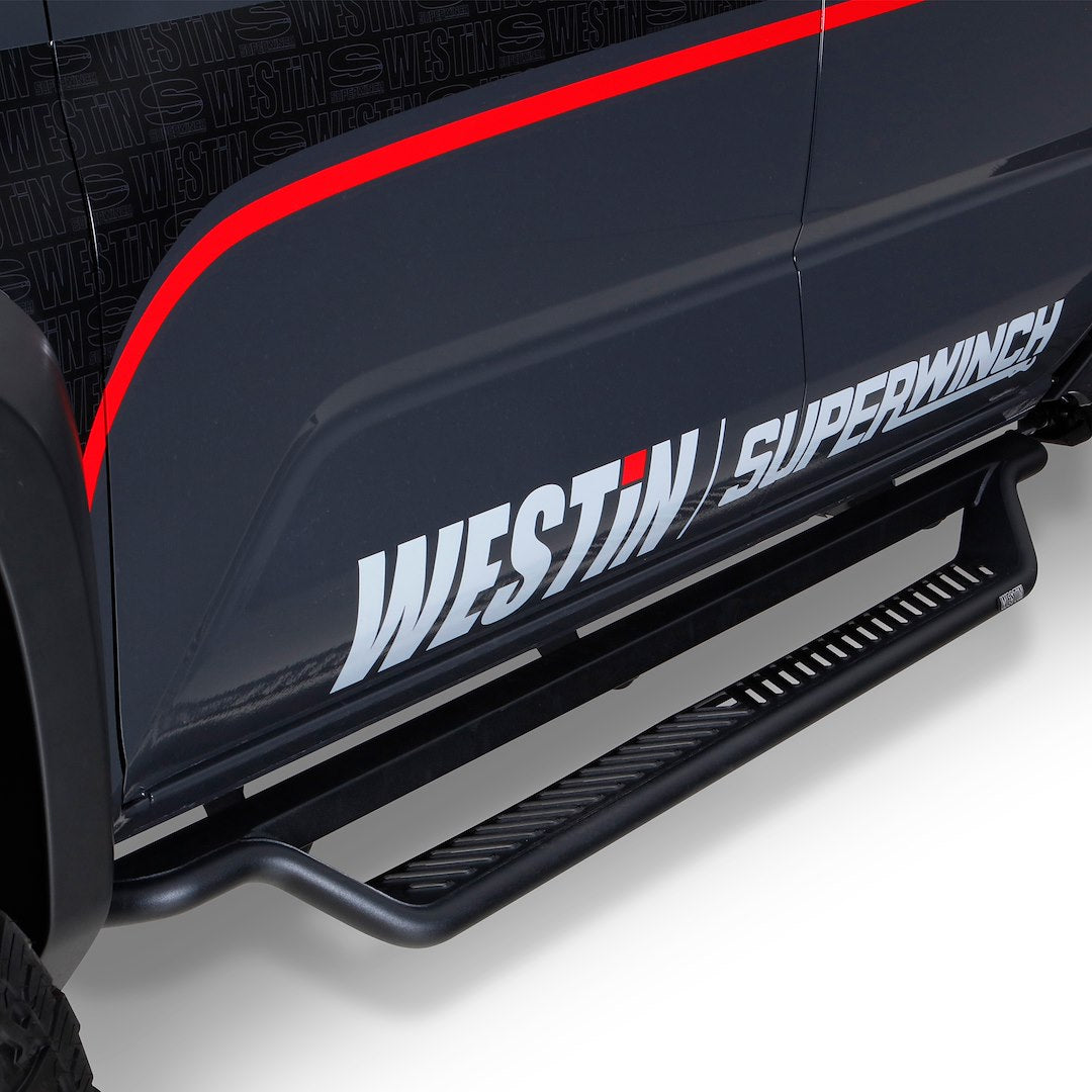 Westin 2042785 Automotive 20-42785 - Running Board; Outlaw; With Drop Down Steps; Powder Coated; Textured Black; Steel; Unlighted; Rocker Panel Mount