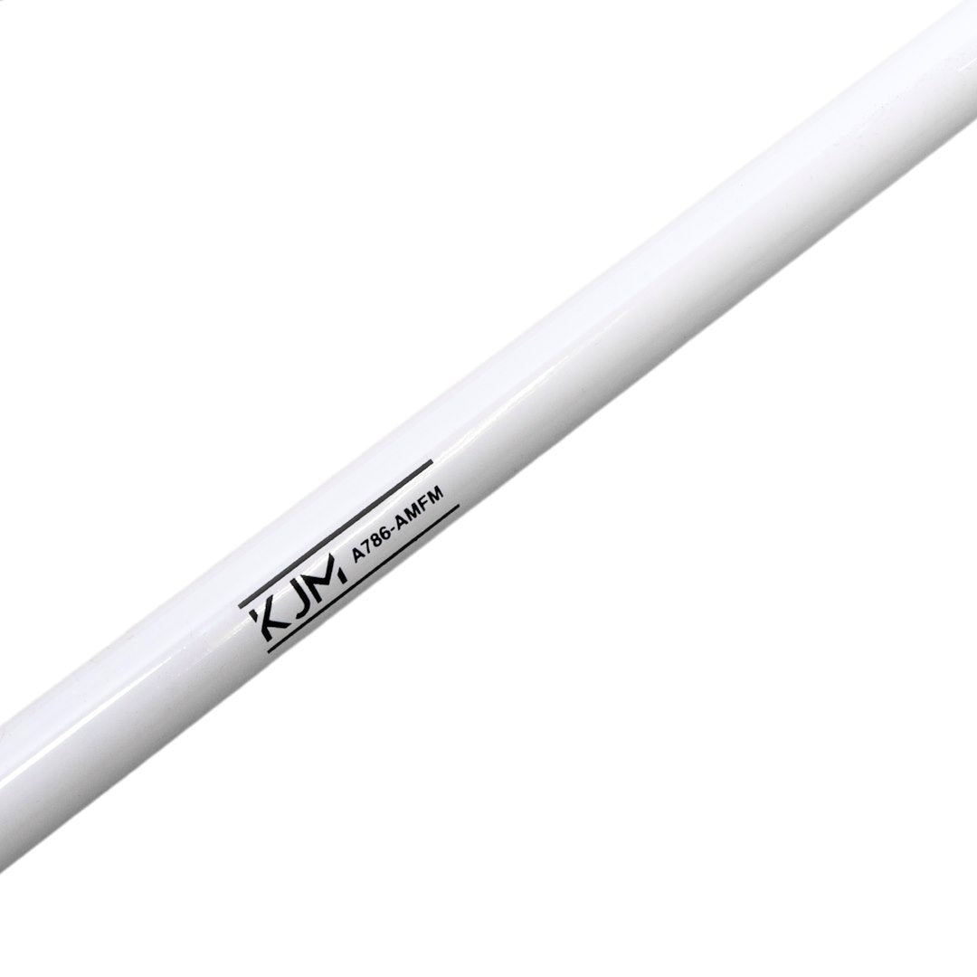 KJM A786AMFM A786-AMFM - AM/ FM Antenna; 8 Foot Length; T-Top/ Hard-Top Mount; 20 Foot RG-58 Length Cable; High-Gloss Polyurethane Finish; White; With 1 Inch - 14 Threaded Stainless Steel Ferrule And Motorola® Plug