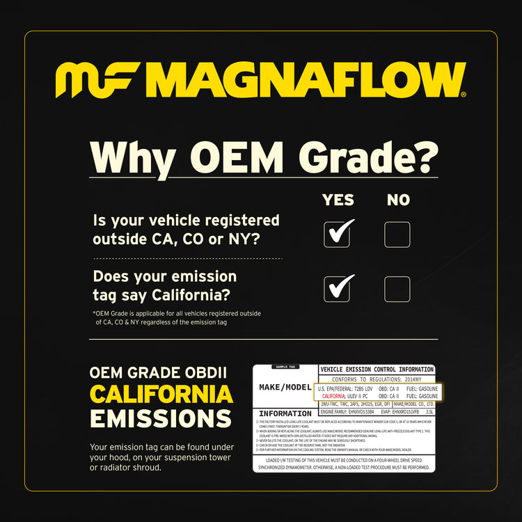 MagnaFlow Exhaust Products 21467 Magnaflow 48 State Converter 21-467 - Catalytic Converter; OEM Series; OE Replacement; 2-1/2 Inch Diameter Inlet/ Outlet; Dual Oxygen Sensor Bungs Pre Converter And Midbed; Not For Sale Or Use In The State Of California