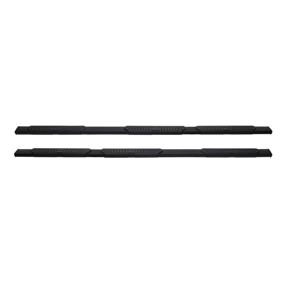 Westin 28534575 Automotive 28-534575 - Nerf Bar - Truck Wheel To Wheel; R5 Modular Series; With Step Pads; With Bed Step; 5 Inch Oval Straight; Powder Coated; Black; Aluminum; With Black End Caps; Rocker Panel Mount