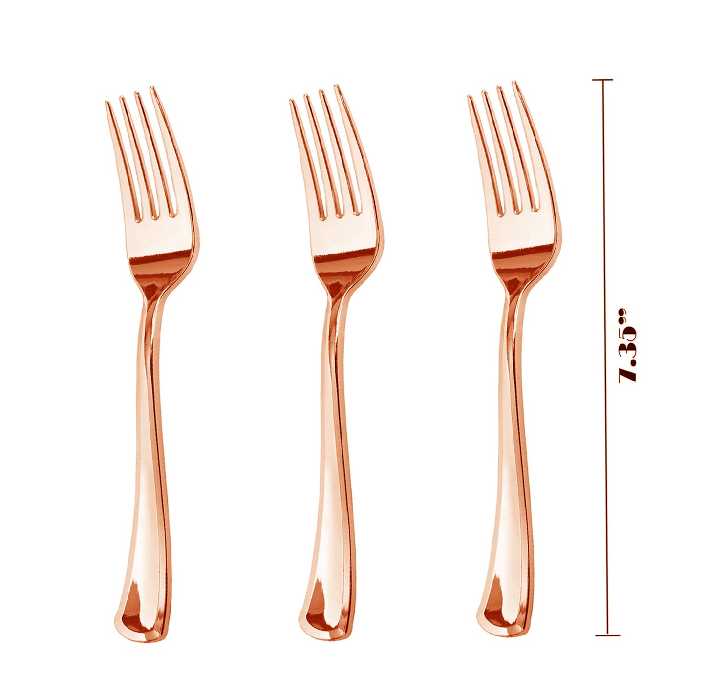 JL Prime 100 Piece Rose Gold Plastic Forks Bulk Set, Rose Gold Plastic Cutlery Set, Heavy Duty Utensils for Party & Wedding, Disposable Rose Gold Flatware, Rose Gold Plastic Forks 100 Pack