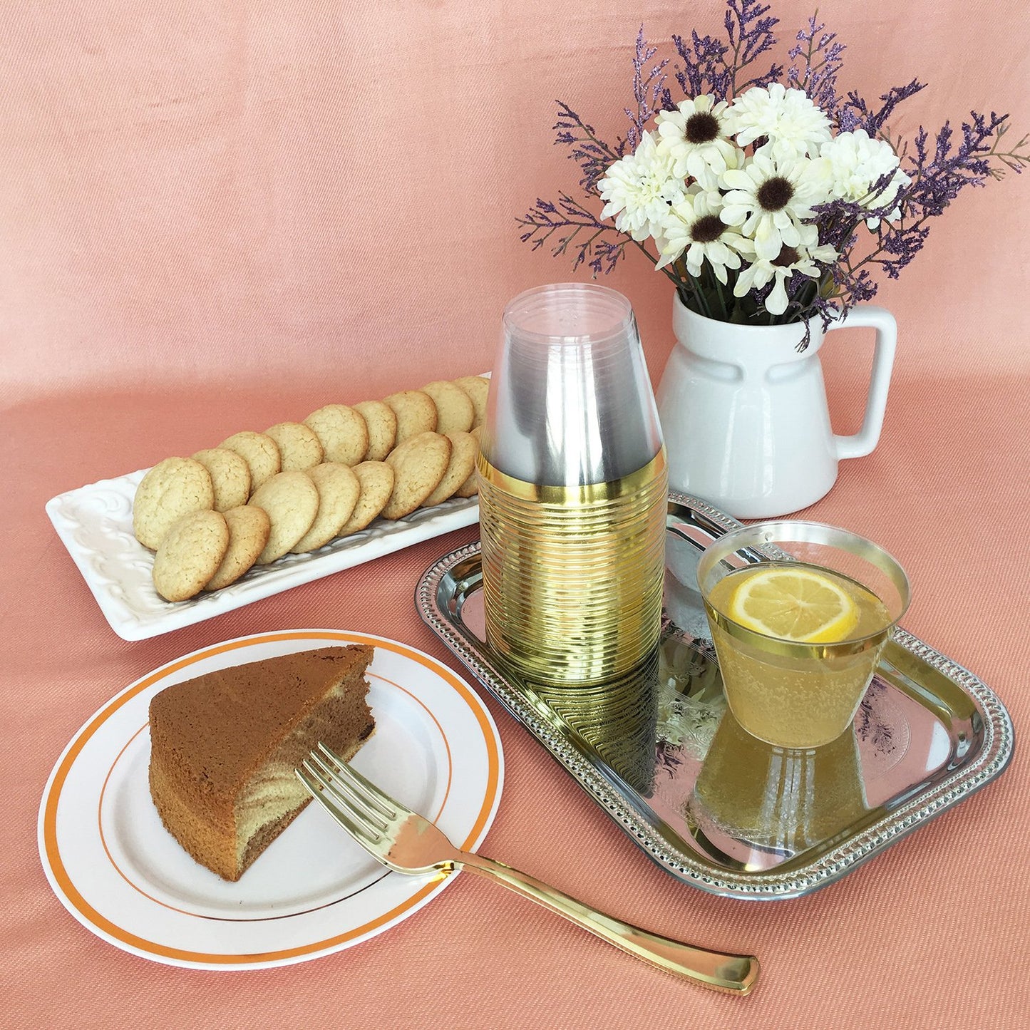 JL Prime 100 Piece Gold Plastic Forks Bulk Set, Gold Plastic Cutlery Set, Heavy Duty Utensils for Party & Wedding, Disposable Silver Flatware, Silver Plastic Forks 100 Pack