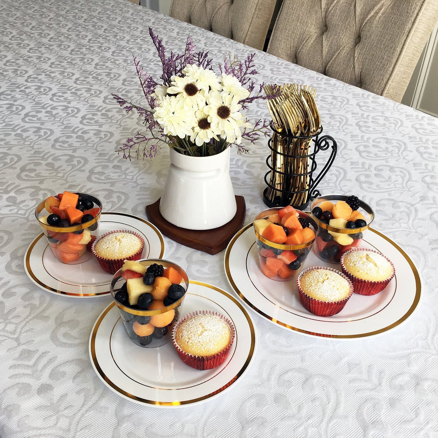 JL Prime 100 Piece Gold Plastic Forks Bulk Set, Gold Plastic Cutlery Set, Heavy Duty Utensils for Party & Wedding, Disposable Silver Flatware, Silver Plastic Forks 100 Pack