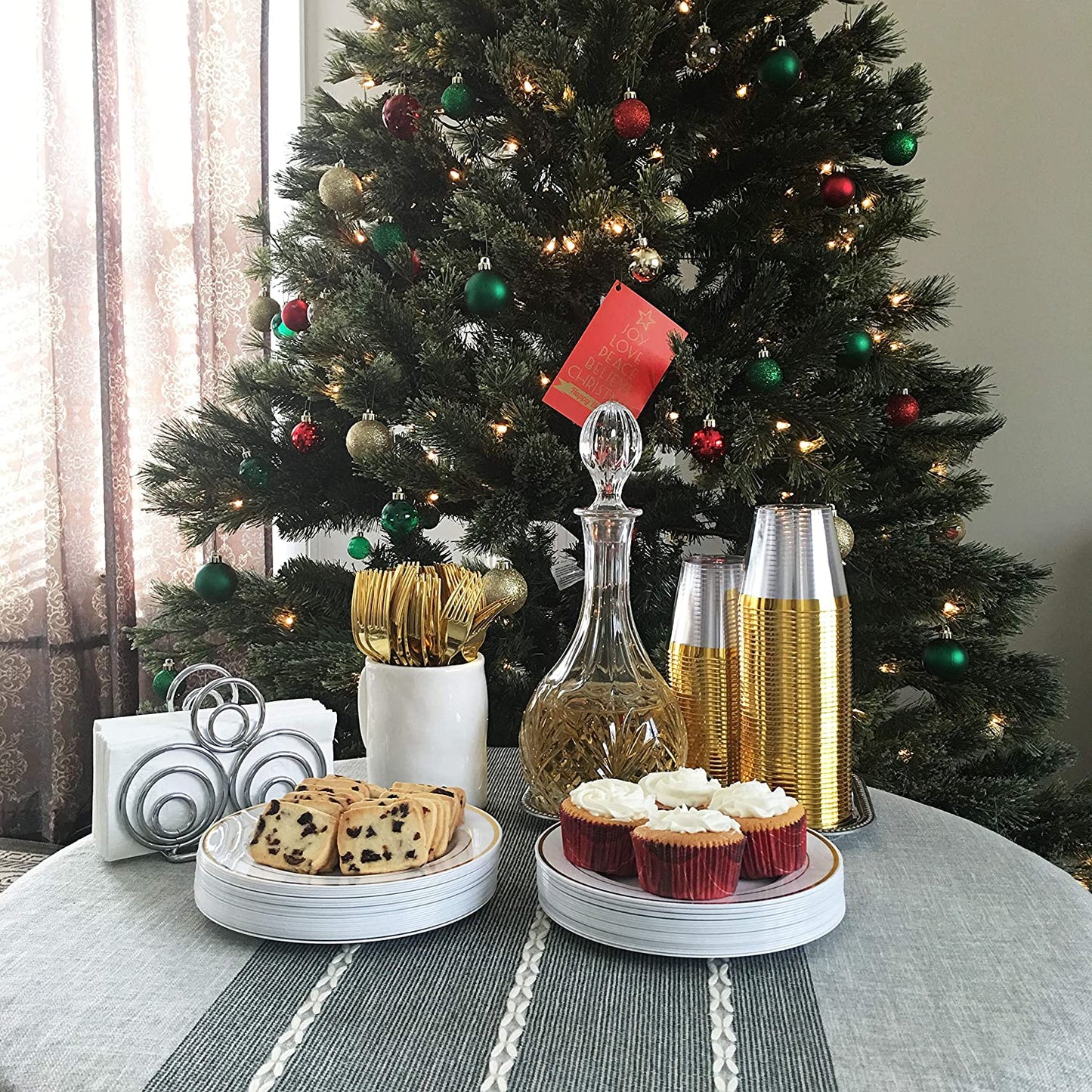 JL Prime 100 Piece Gold Plastic Forks Bulk Set, Gold Plastic Cutlery Set, Heavy Duty Utensils for Party & Wedding, Disposable Silver Flatware, Silver Plastic Forks 100 Pack