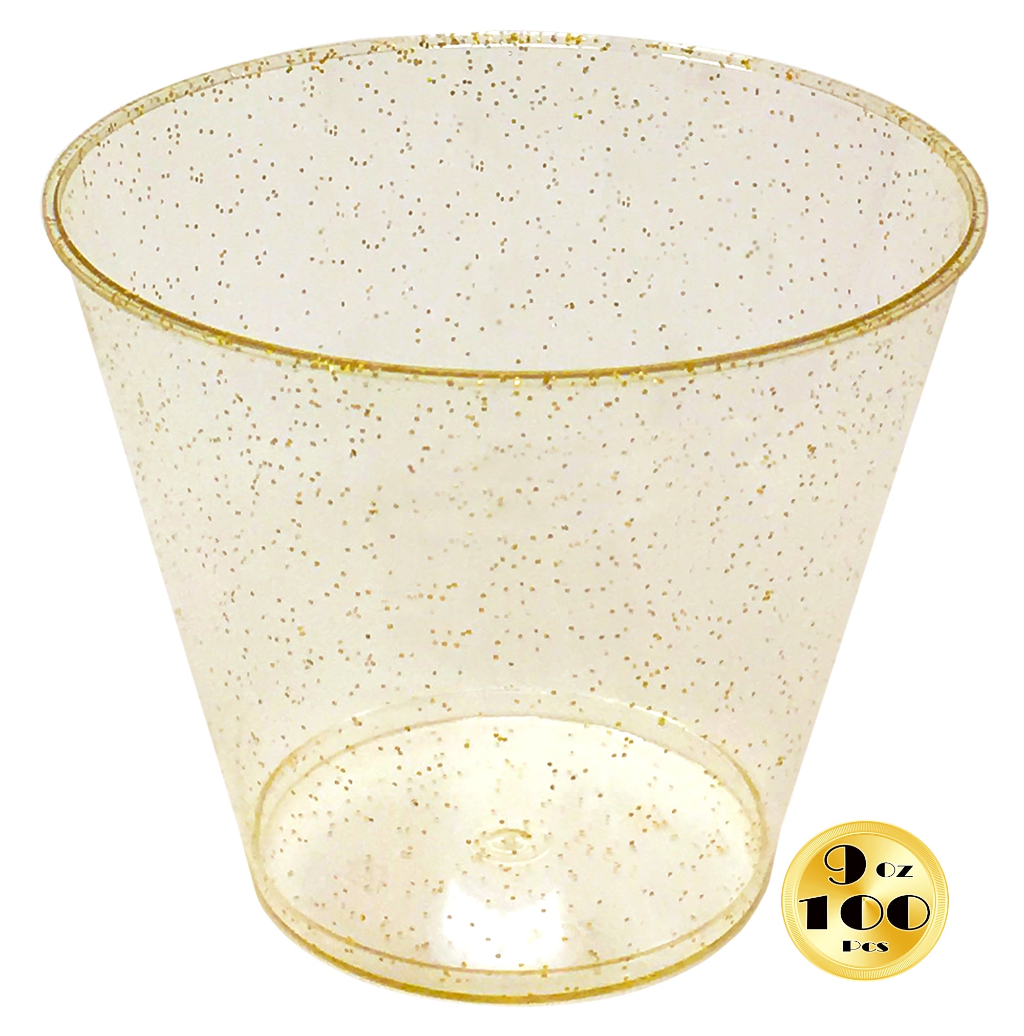 Chateau Fine Tableware 100 Gold Plastic Cups 14 Oz Gold Glitter