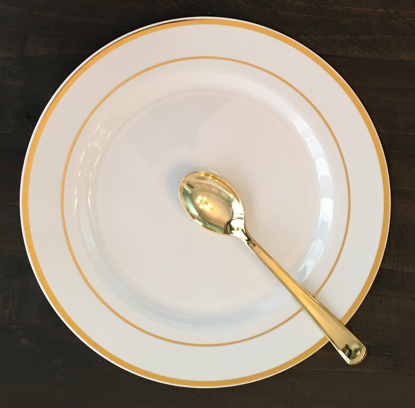 JL Prime 50 Piece Gold Plastic Spoons Bulk Set, Gold Plastic Cutlery Set, Heavy Duty Utensils for Party & Wedding, Disposable Gold Flatware, Gold Plastic Spoons 50 Pack