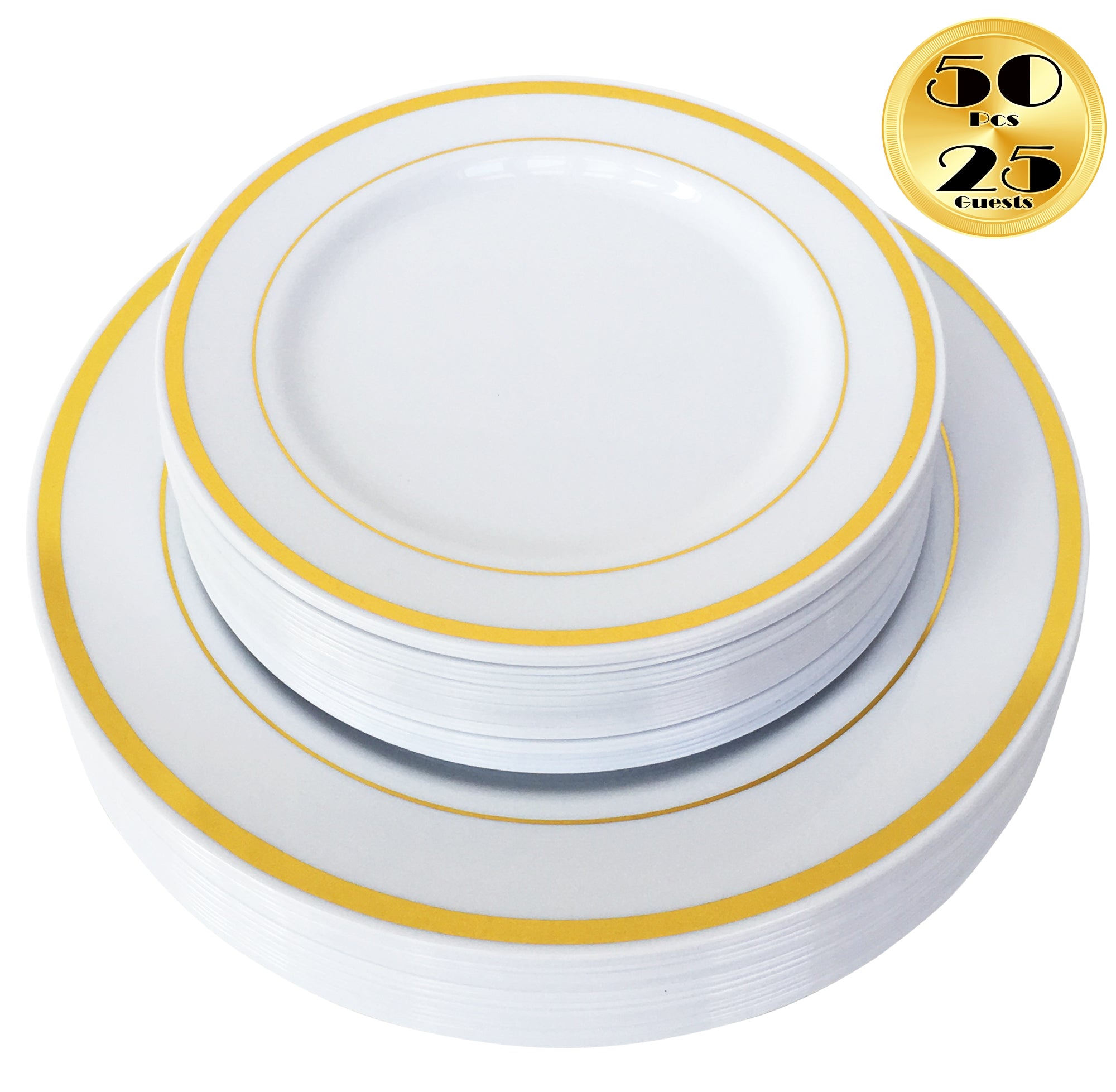 50 Piece Disposable Plates - Heavy Duty Plastic Dinnerware for Wedding –  Stock Your Home