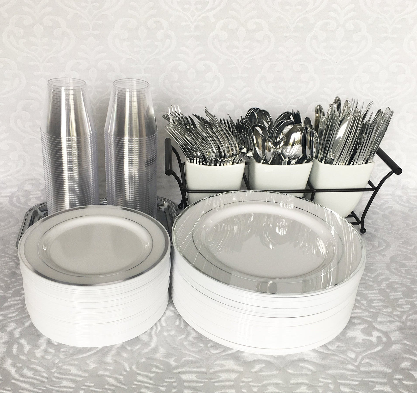 JL Prime 100 Clear Plastic Cups, 9 Oz Heavy Duty Reusable Disposable Clear Plastic Cups, Old Fashioned Tumblers, Hard Plastic Drinking Cups for Party and Wedding