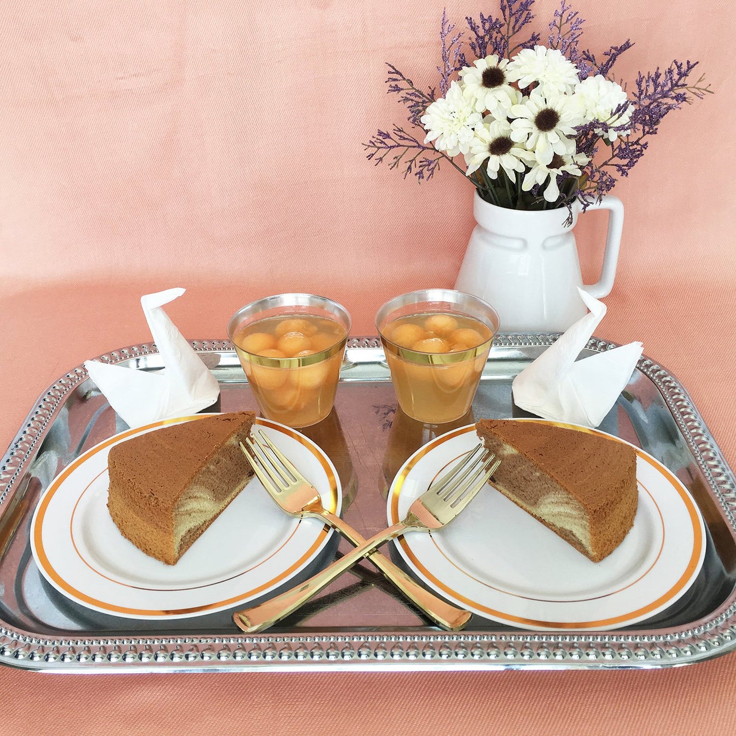 JL Prime 100 Piece Gold Plastic Forks Bulk Set, Gold Plastic Cutlery Set, Heavy Duty Utensils for Party & Wedding, Disposable Silver Flatware, Silver Plastic Forks 100 Pack