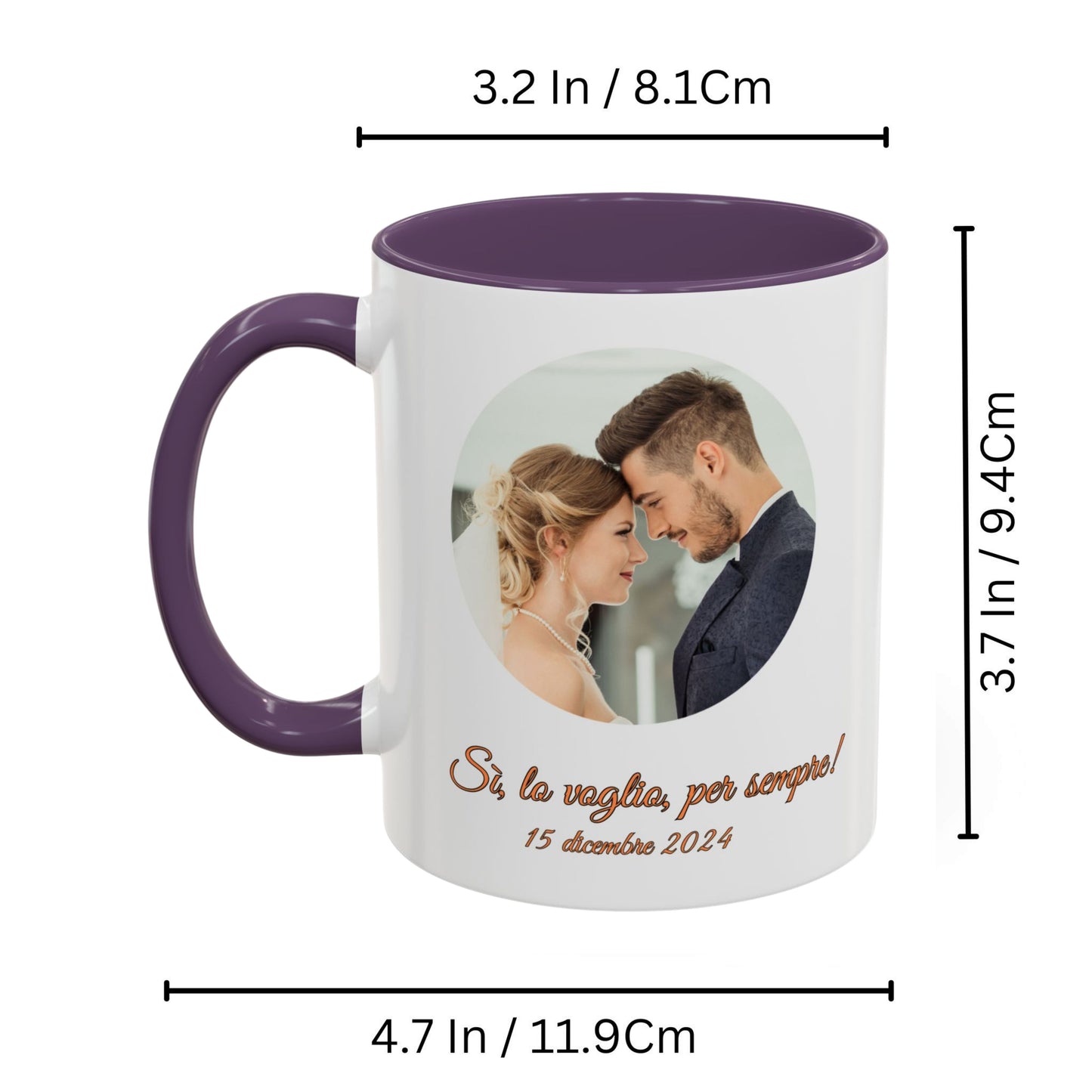 Personalisierte Tasse, 325 ml Weiß/Lila Kreisförmiges Design Keramik-Kaffeetasse, Personalisiertes Geschenk mit Foto, Text oder Logo