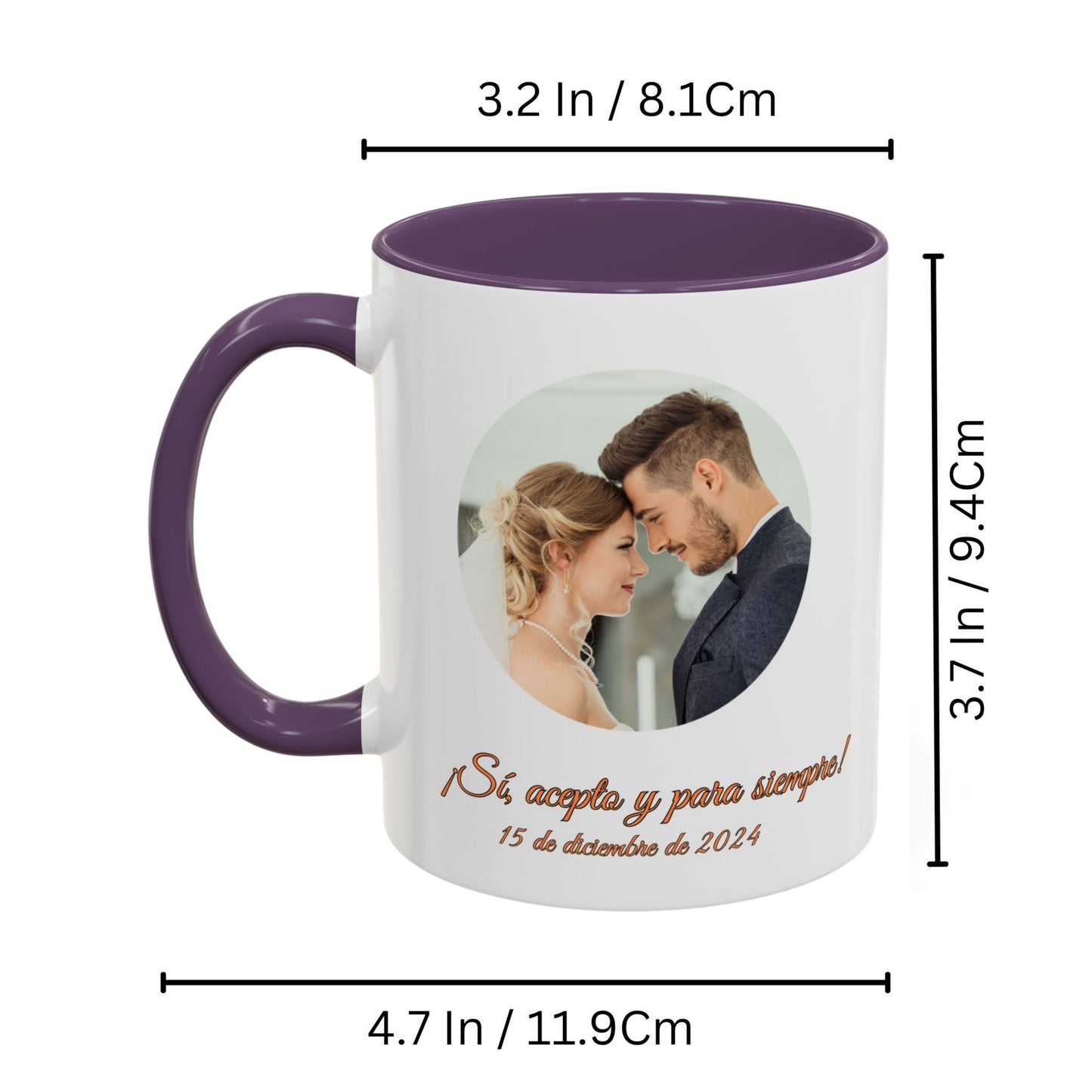 Taza personalizada, 325ml Blanco/morado Diseño circular Cerámica Taza de café, Regalo personalizado con foto, texto o logo