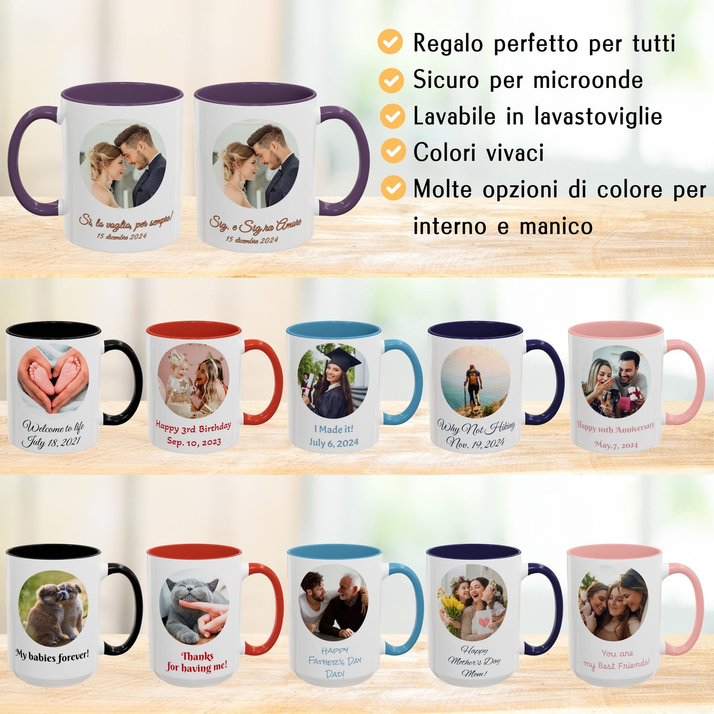 Personalisierte Tasse, 325 ml Weiß/Lila Kreisförmiges Design Keramik-Kaffeetasse, Personalisiertes Geschenk mit Foto, Text oder Logo