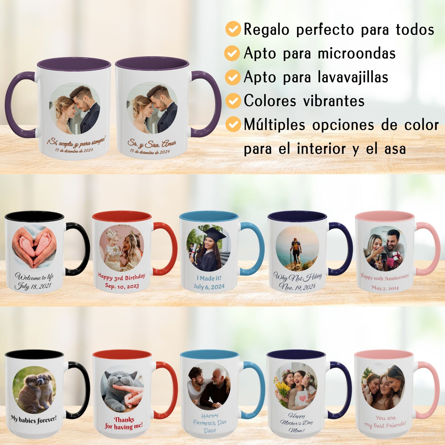 Taza personalizada, 325ml Blanco/morado Diseño circular Cerámica Taza de café, Regalo personalizado con foto, texto o logo