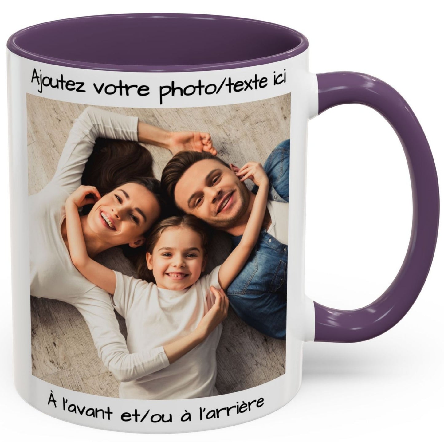 Custom Mug, 325ml White/Purple Square Design Ceramic Coffee Mug, Personalized Gift with Photo, Text or Logo