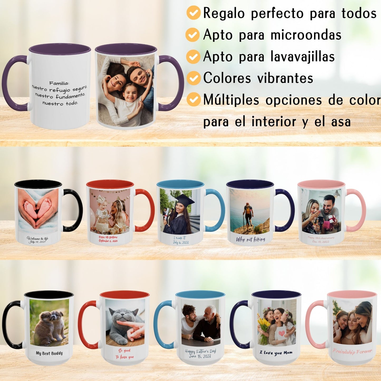 Tasse personnalisée, 325ml Blanc/violet Design carré Céramique Tasse à café, Cadeau personnalisé avec photo, texte ou logo
