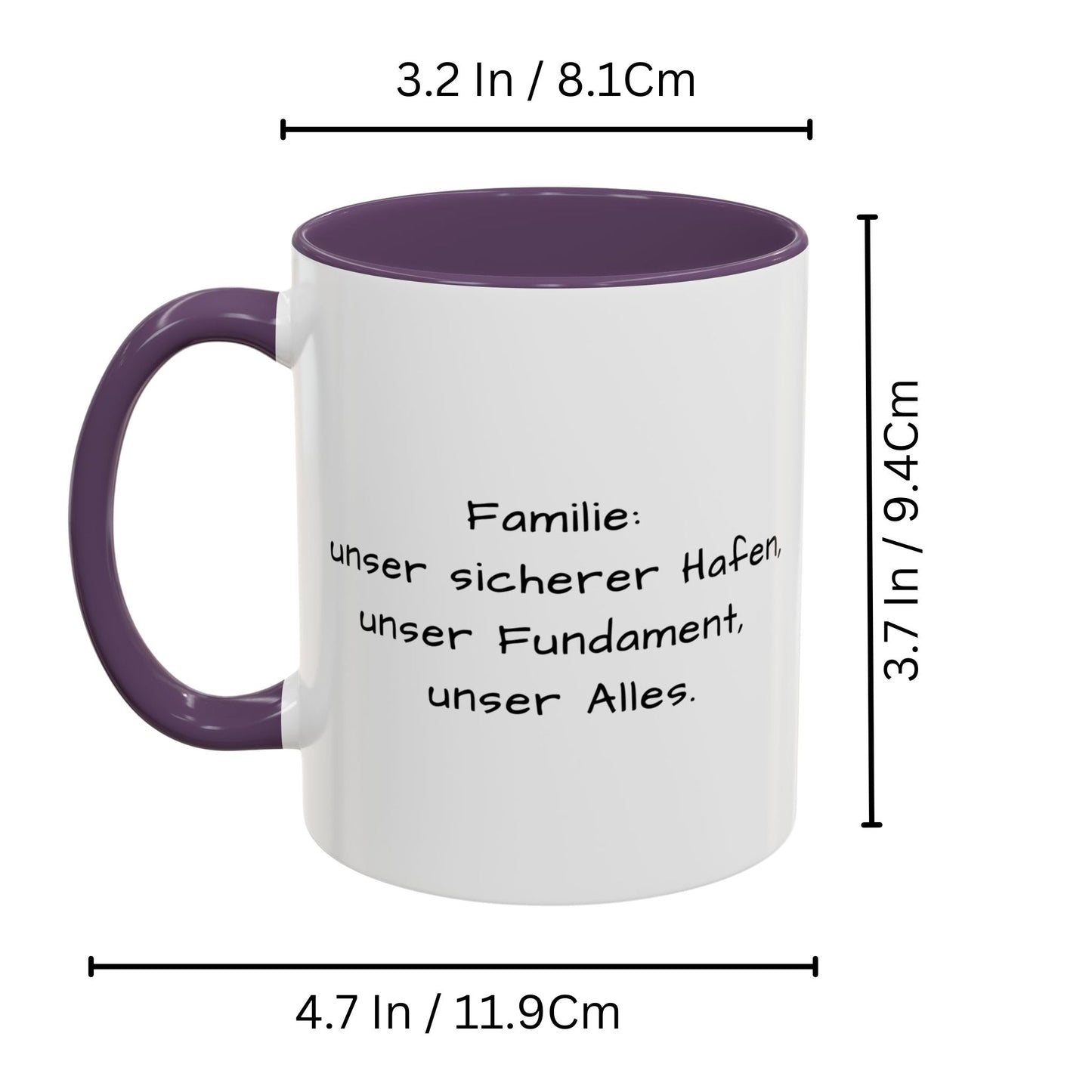 Personalisierte Tasse, weiß/lila, 325 ml, mit Foto, Text oder Logo, quadratisches Design