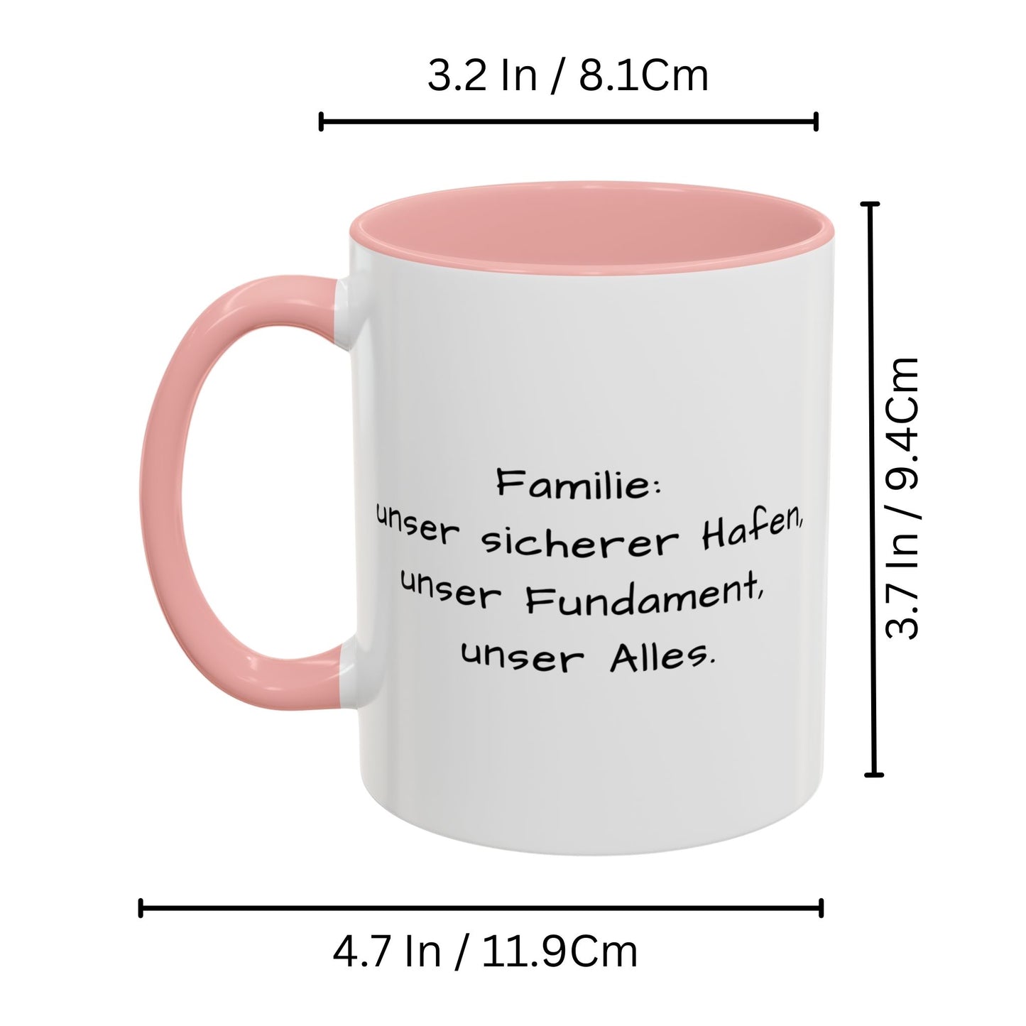 Personalisierte Tasse, weiß/rosa, 325 ml, mit Foto, Text oder Logo, quadratisches Design