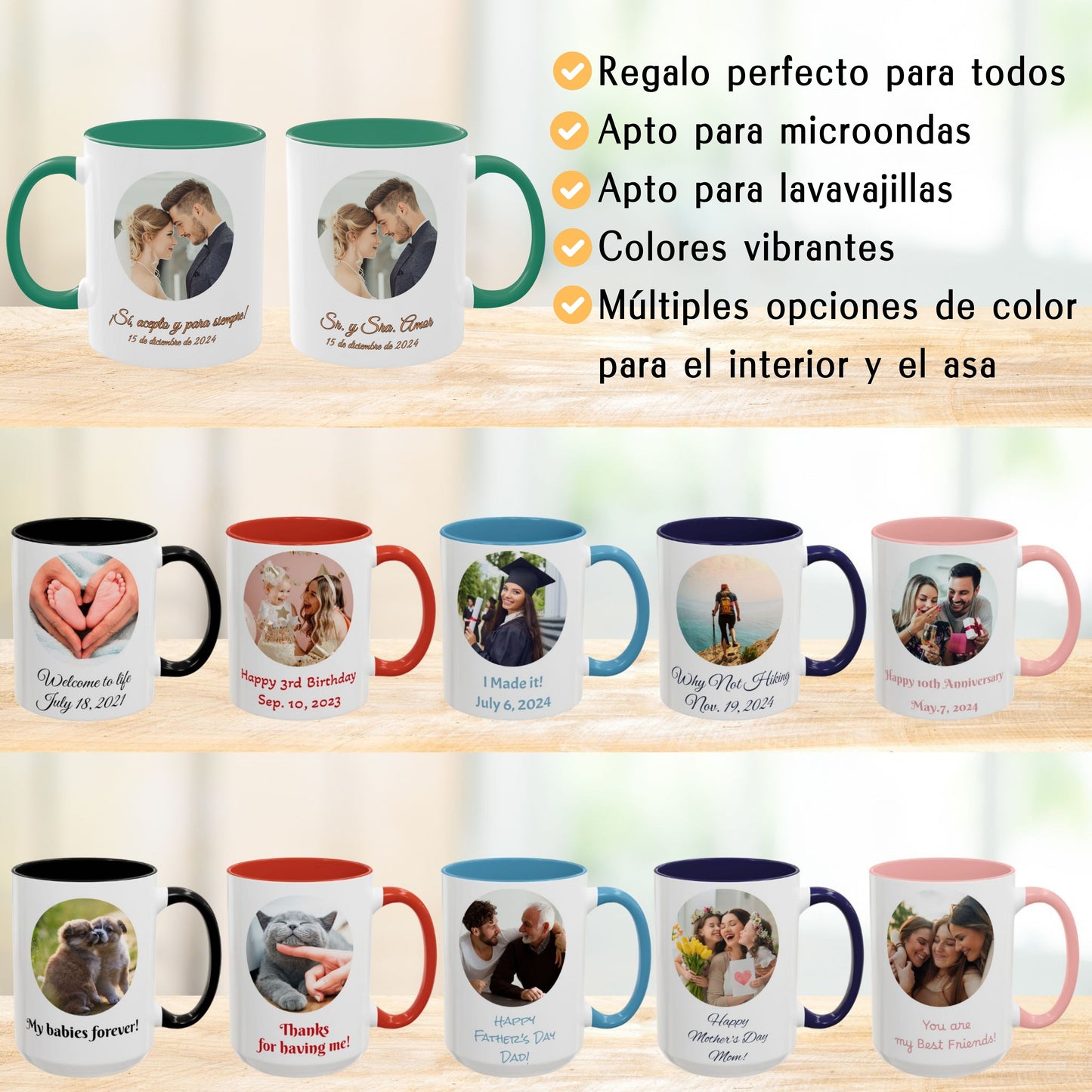 Personalisierte Tasse, 325ml Weiß/Grün Kreisförmiges Design Keramik Kaffeetasse, Personalisiertes Geschenk mit Foto, Text oder Logo