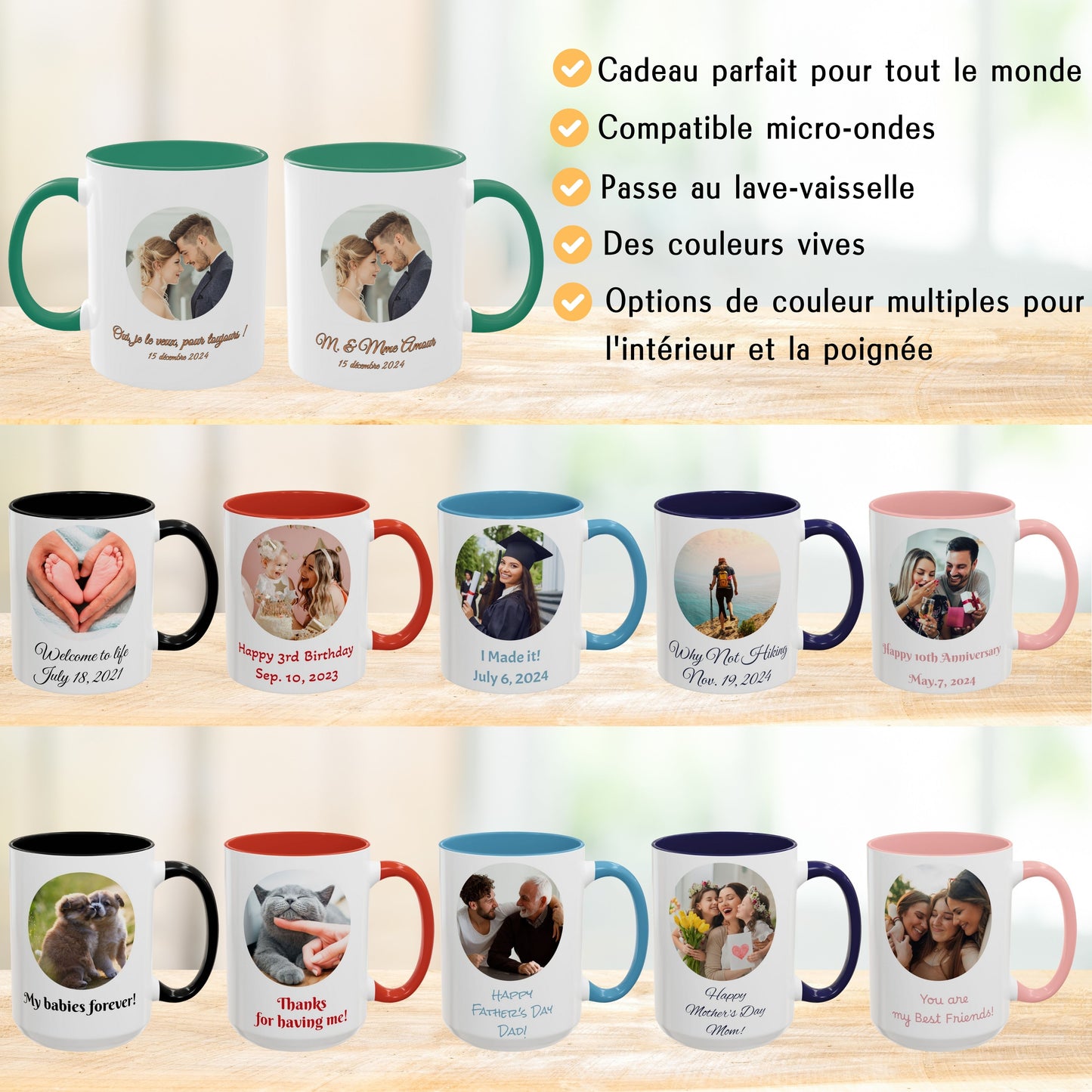 Tasse mit individuellem Aufdruck, 325ml Weiß/Grün Kreisdesign Keramik Kaffeetasse, personalisiertes Geschenk mit Foto, Text oder Logo