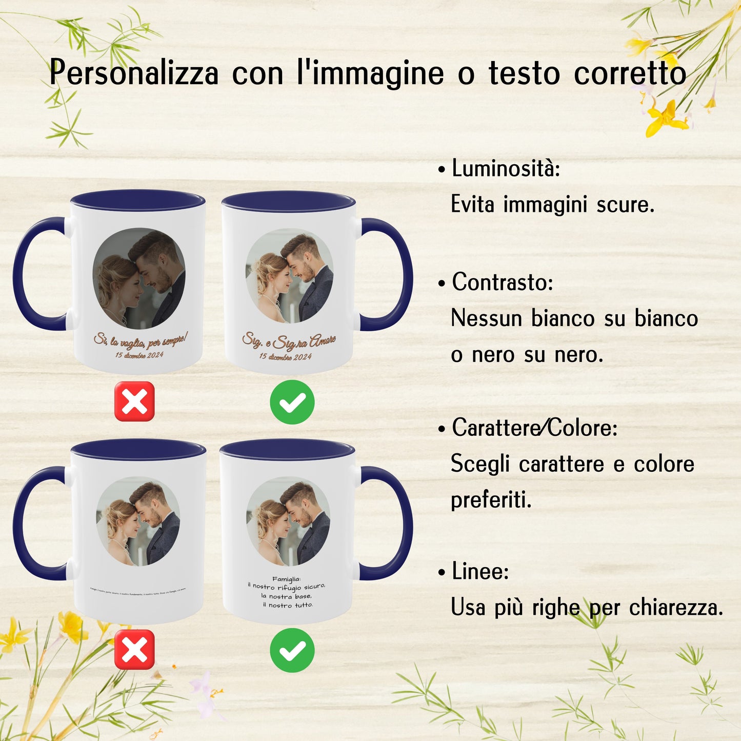 Personalisierte Tasse, 325 ml Weiß/Blau, rundes Design, Keramik-Kaffeetasse, personalisiertes Geschenk mit Foto, Text oder Logo