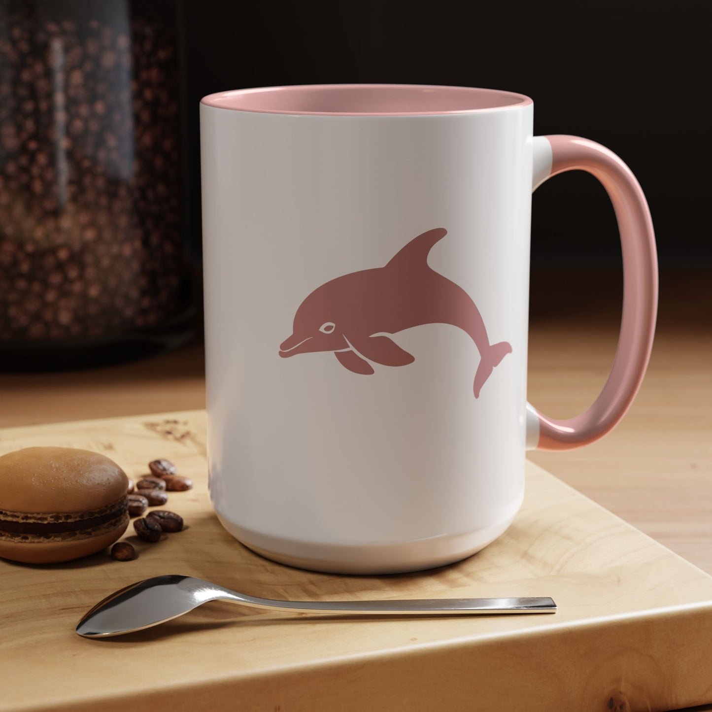 Pink Mug, Personalized Mug, Ceramic Accent Mug with C-Shaped Handle and Two Tone Options , Available in 11 or 15oz