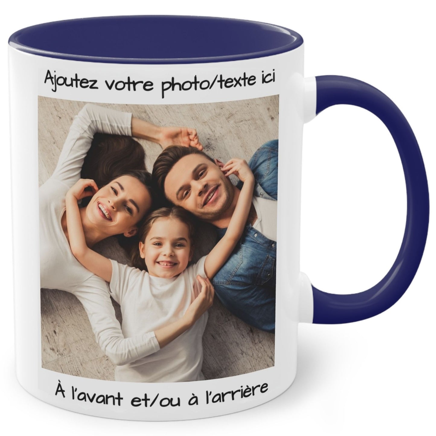 Custom Mug, 325ml White/Blue Square Design Ceramic Coffee Mug, Personalized Gift with Photo, Text or Logo