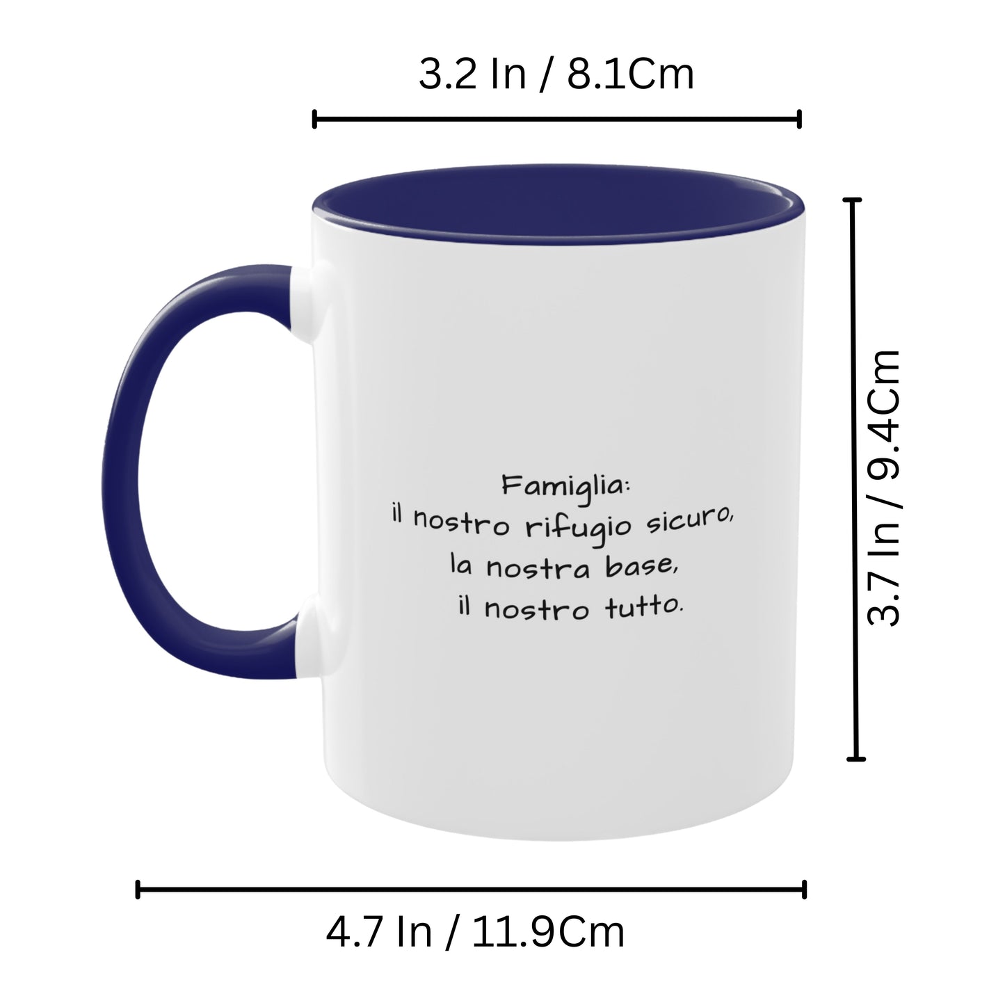 Tazza personalizzata, 325 ml Bianco/blu Design quadrato Tazza da caffè in ceramica, Regalo personalizzato con foto, testo o logo