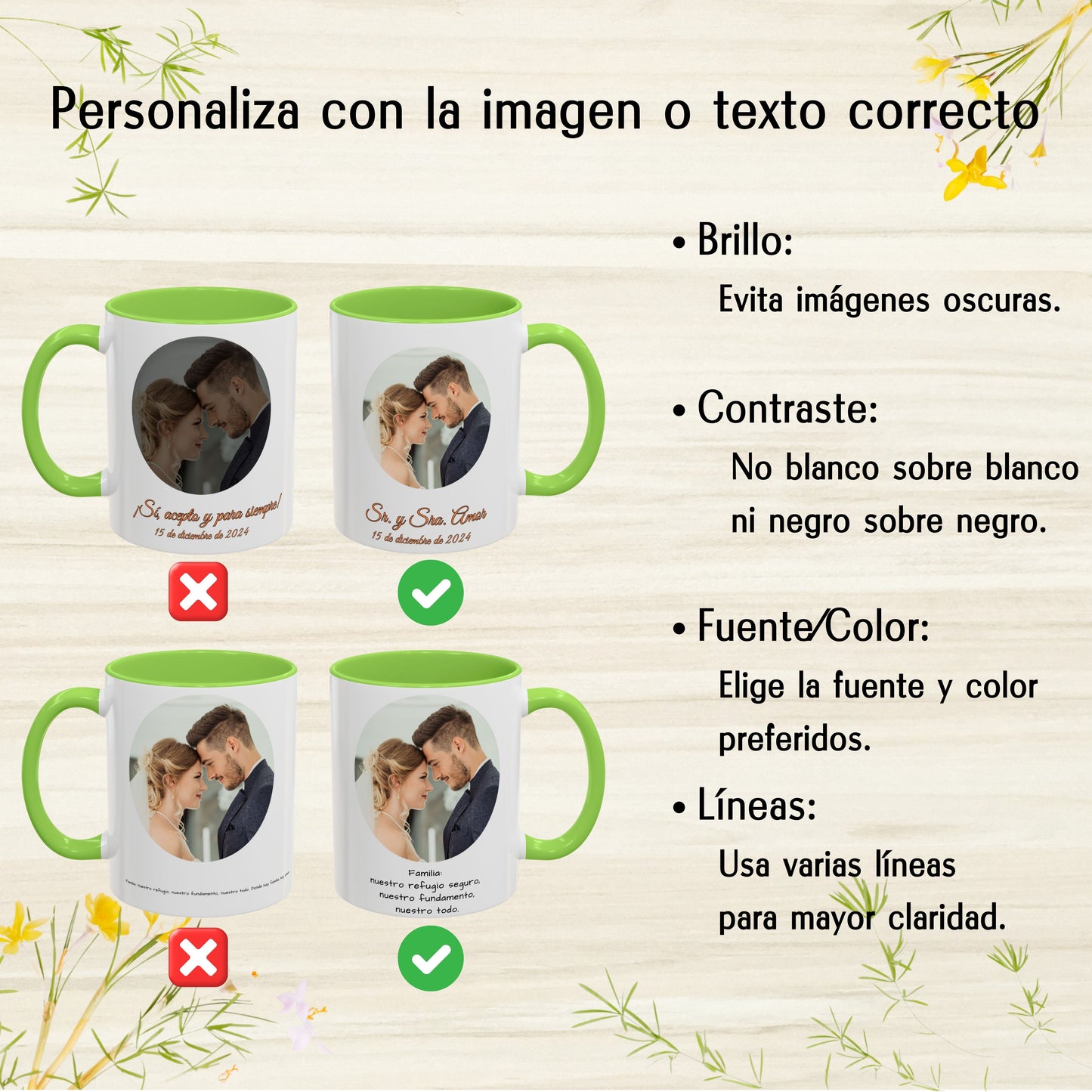 Taza personalizada, 325ml Blanco/verde claro Diseño circular Cerámica Taza de café, Regalo personalizado con foto, texto o logo