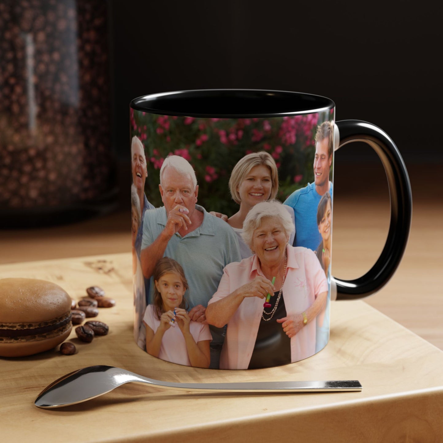 Mug personnalisé, 325 ml Blanc/Noir Motif enveloppant Tasse à café en céramique, Cadeau personnalisé avec photo, texte ou logo