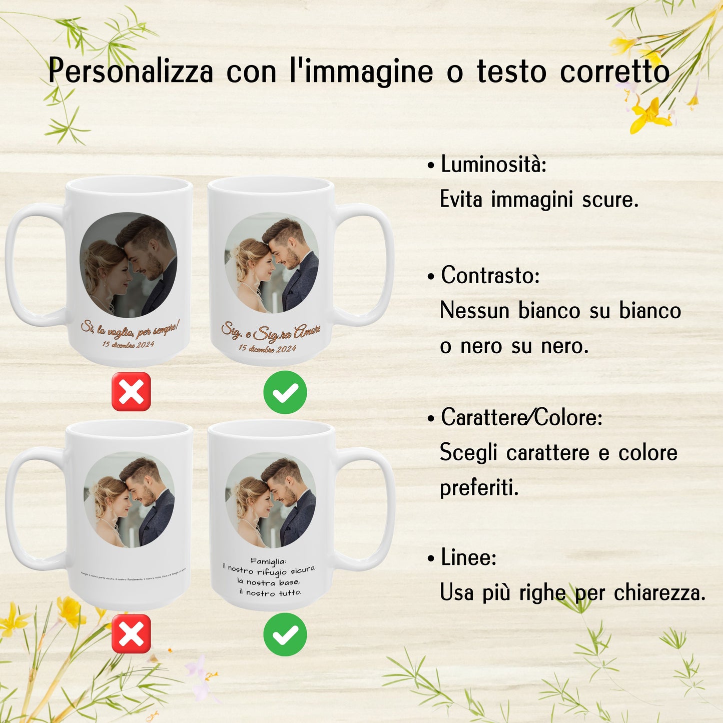 Tazza personalizzata, 425 ml Tutto bianco Design circolare Tazza da caffè in ceramica, Regalo personalizzato con foto, testo o logo