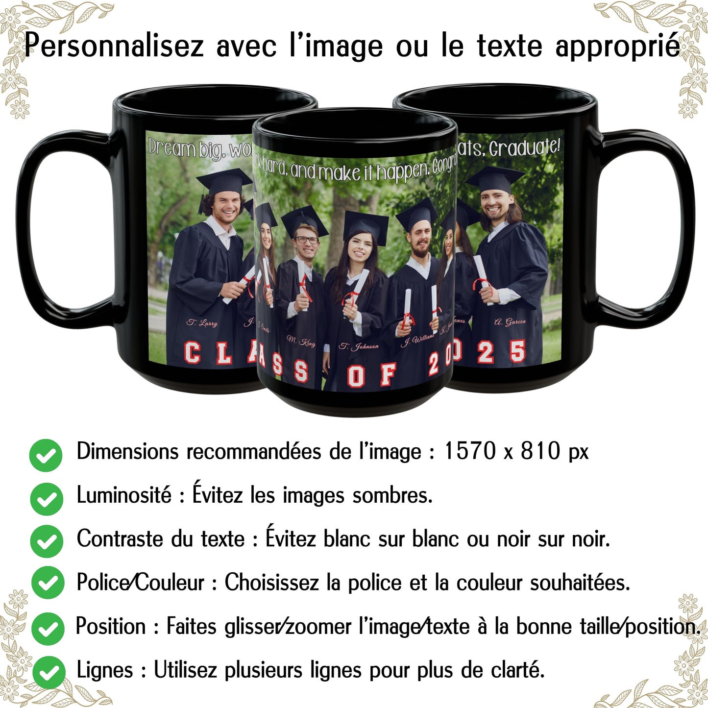 Tasse personalisiert, 425ml, komplett schwarze Keramik-Kaffeetasse mit Rundumdesign, individuelles Geschenk mit Foto, Text oder Logo
