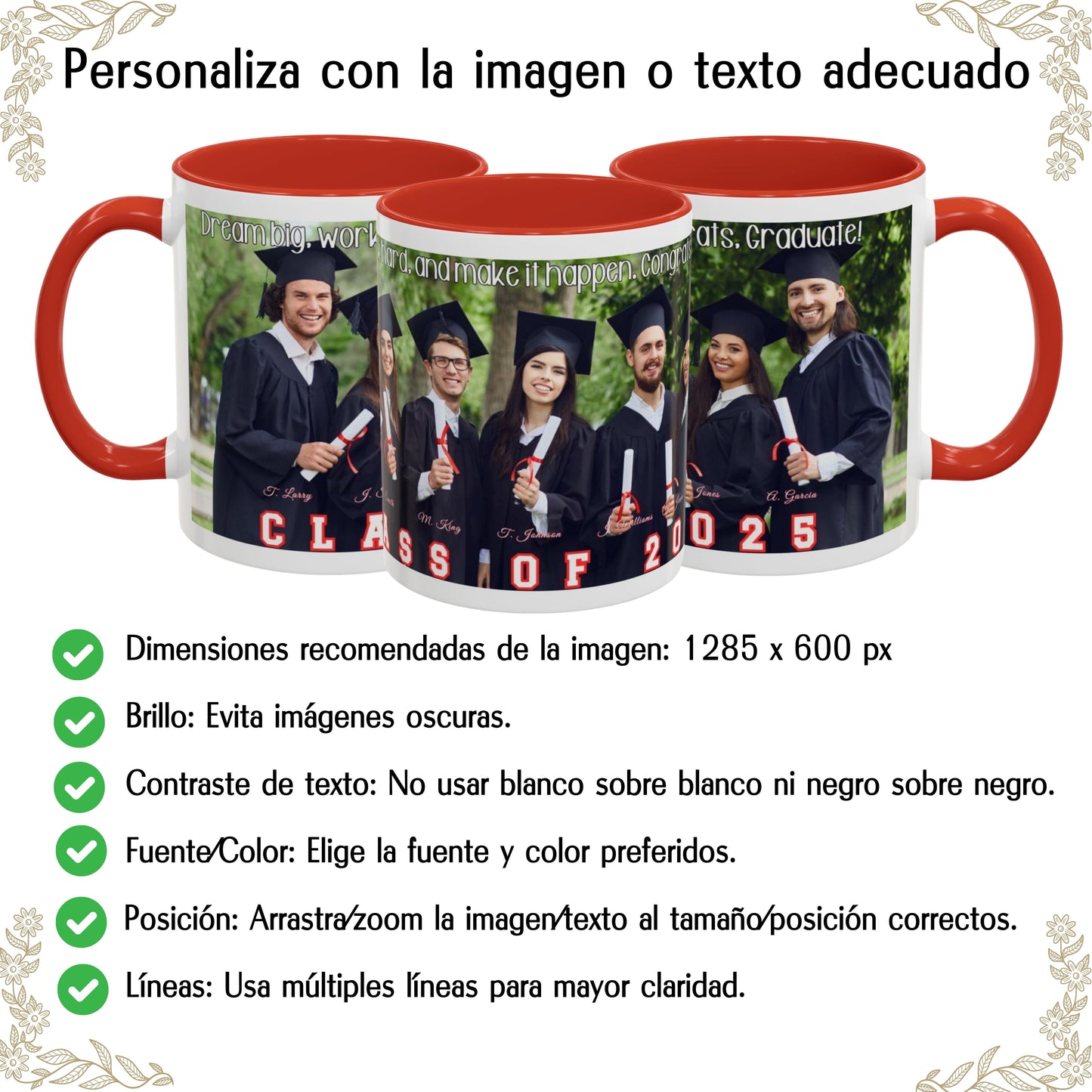 Taza personalizada, 325ml Blanco/rojo Diseño envolvente Cerámica Taza de café, Regalo personalizado con foto, texto o logo