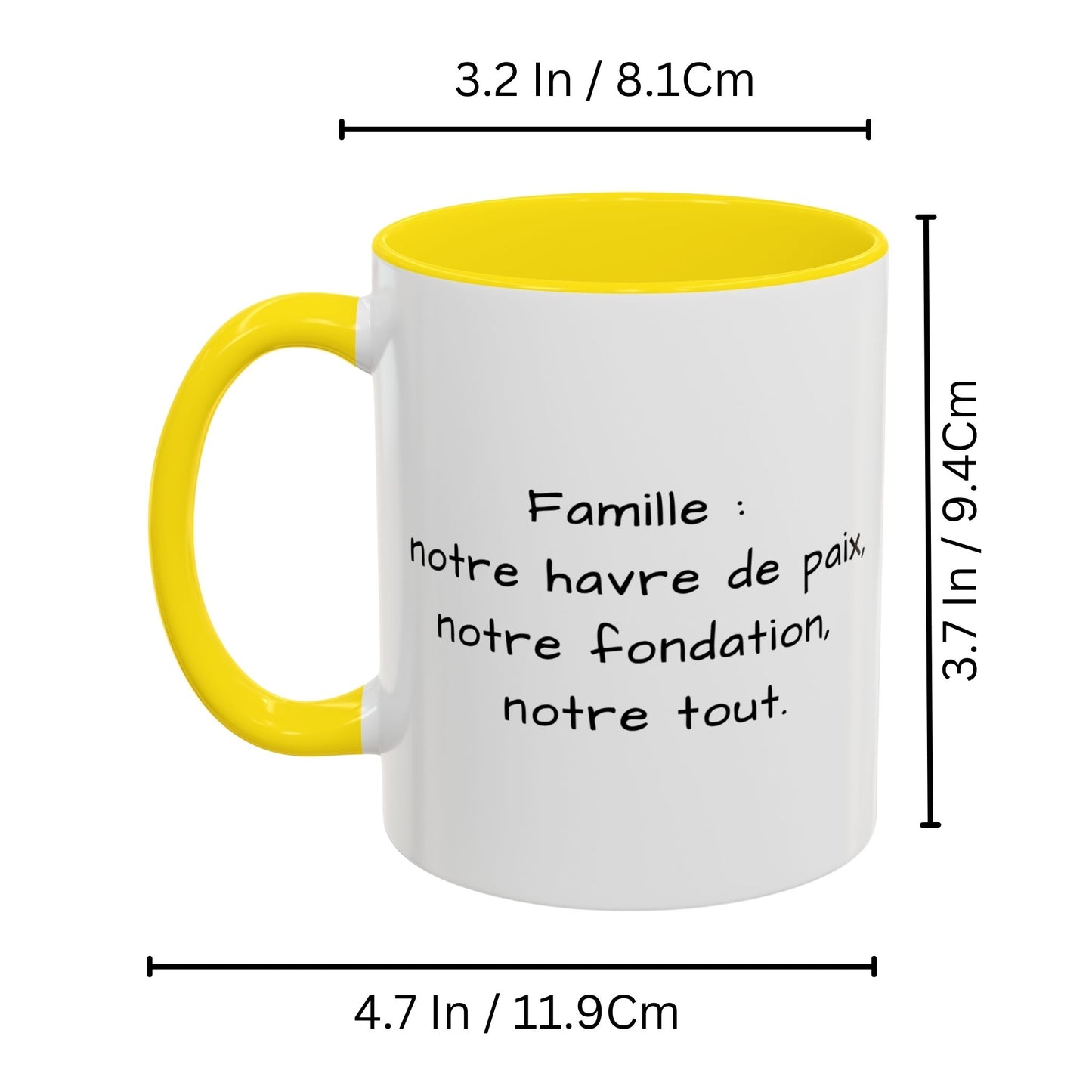 Tasse personnalisée, 325 ml, en céramique, design carré blanc/jaune, cadeau personnalisé avec photo, texte ou logo
