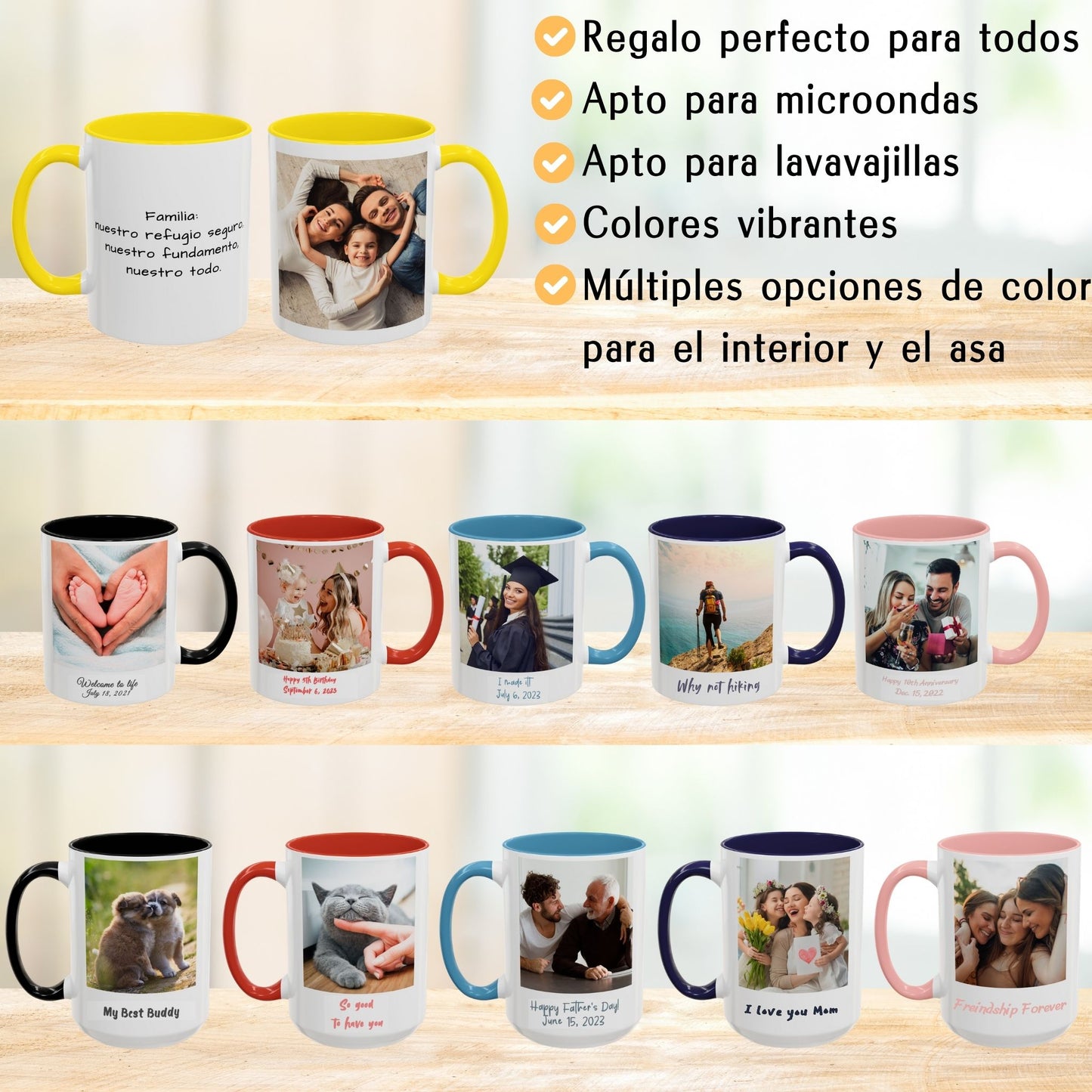 Mug personnalisé, 325ml Blanc/jaune Design carré Céramique Mug à café, Cadeau personnalisé avec photo, texte ou logo